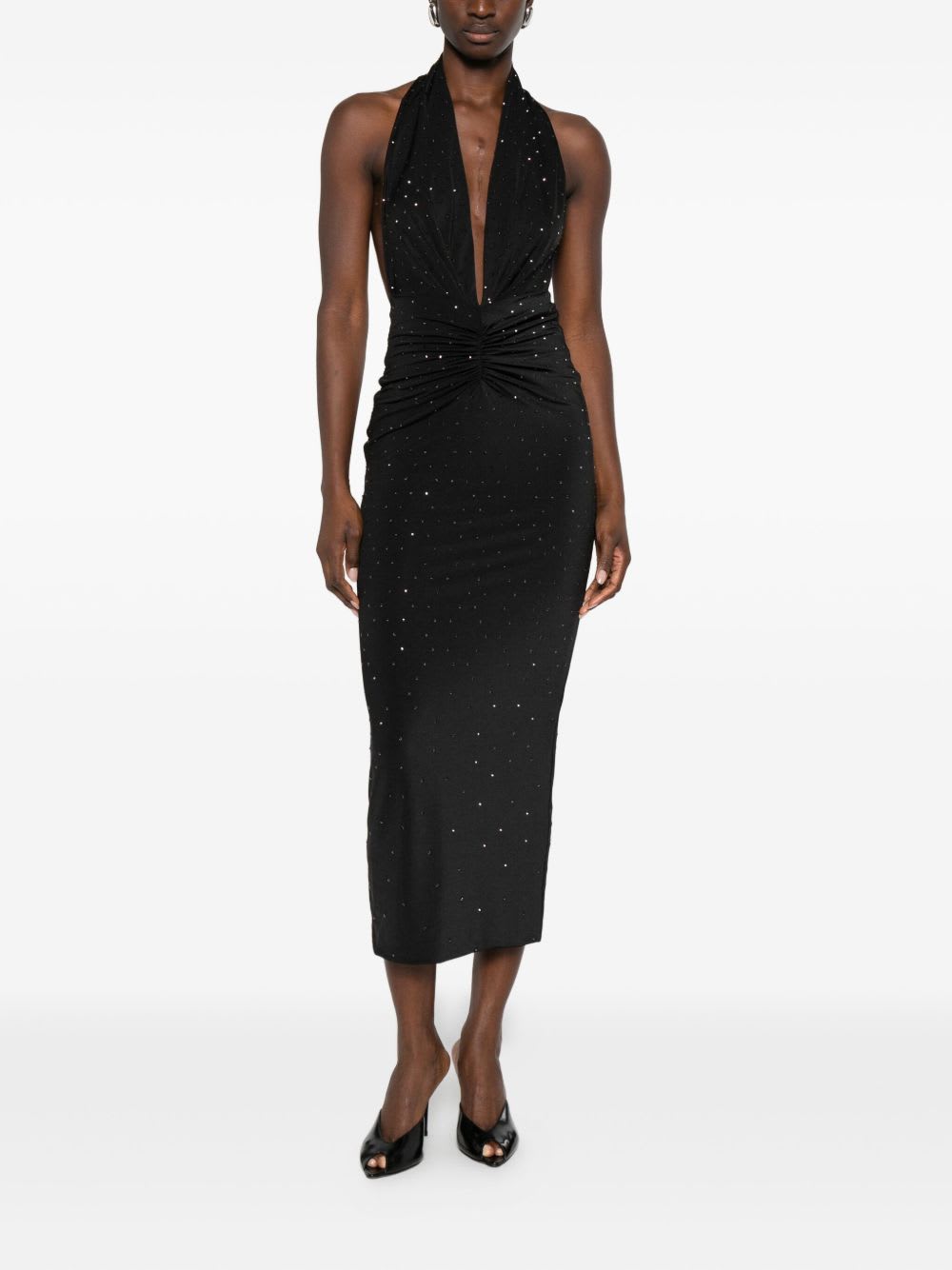 The Andamane Halterneck Midi Dress In Black