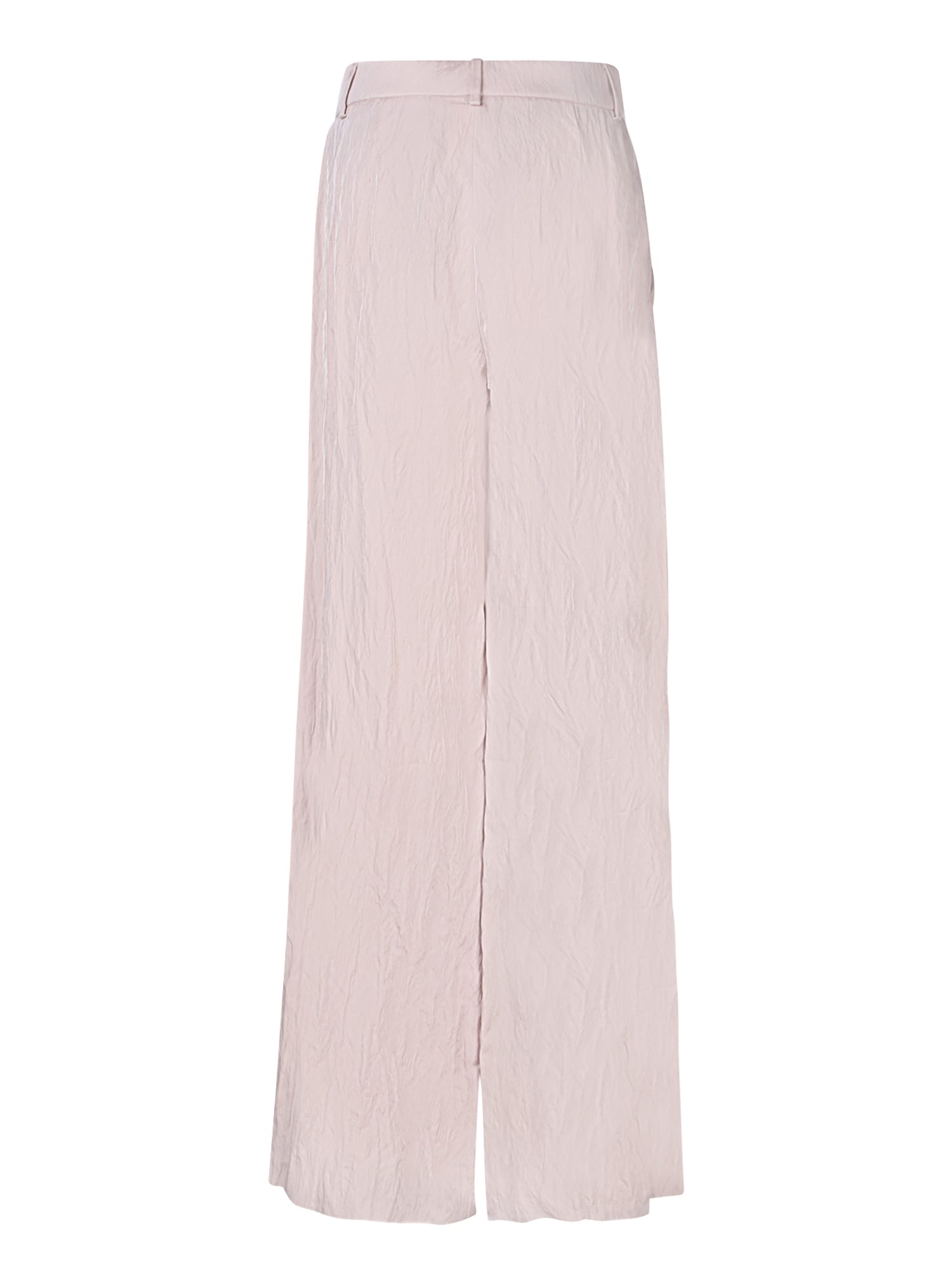 Shop Giorgio Armani Crinkled Viscose And Cotton Trousers In Powder Pink