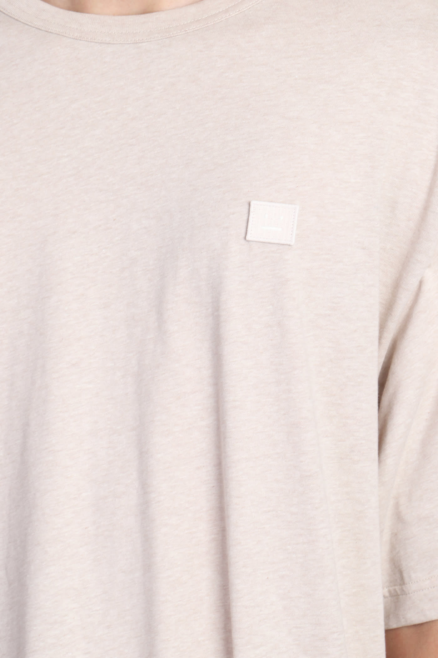 Shop Acne Studios T-shirt In Beige Cotton In Oatmeal Melange