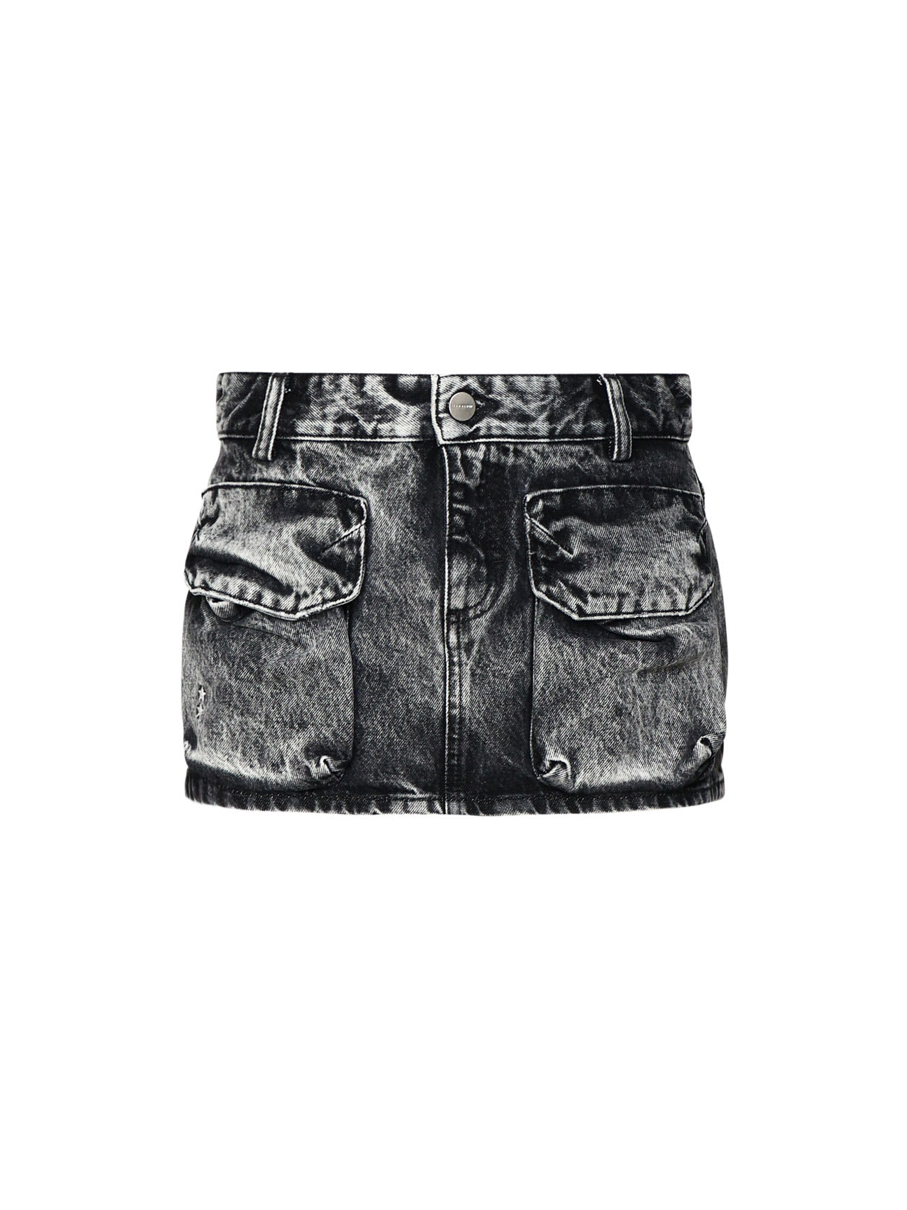 Aged-effect Miniskirt In Cotton Denim