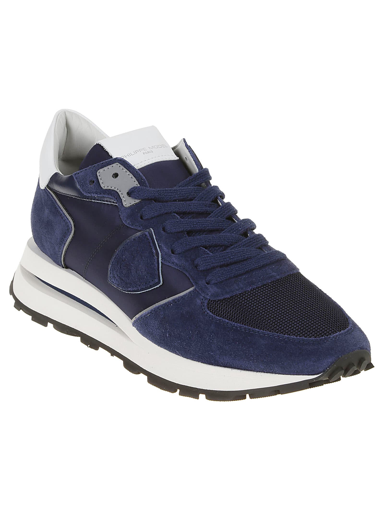 Philippe Model Tropez Sneakers In Technical Fabric And Suede Color Blue In Blue