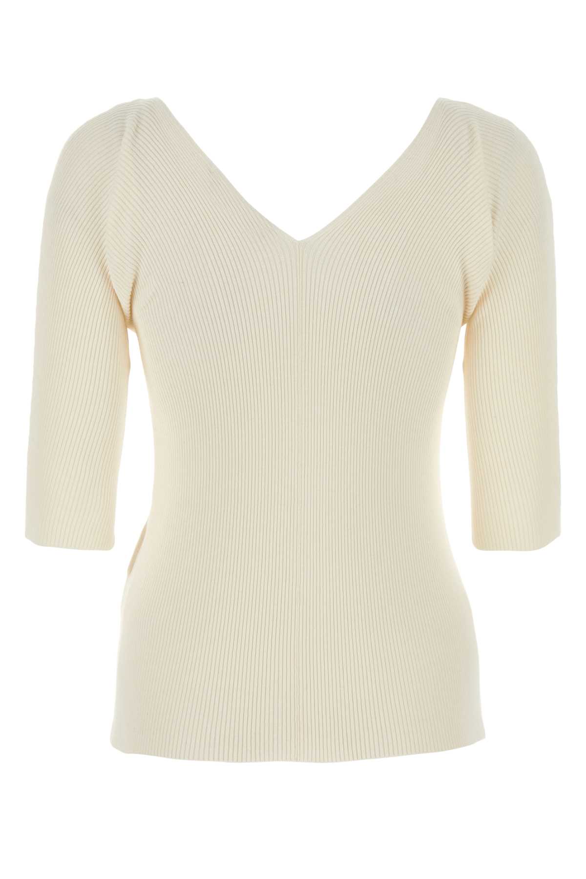 Shop Weekend Max Mara Ivory Viscose Bled Oceano Sweater In Ecru