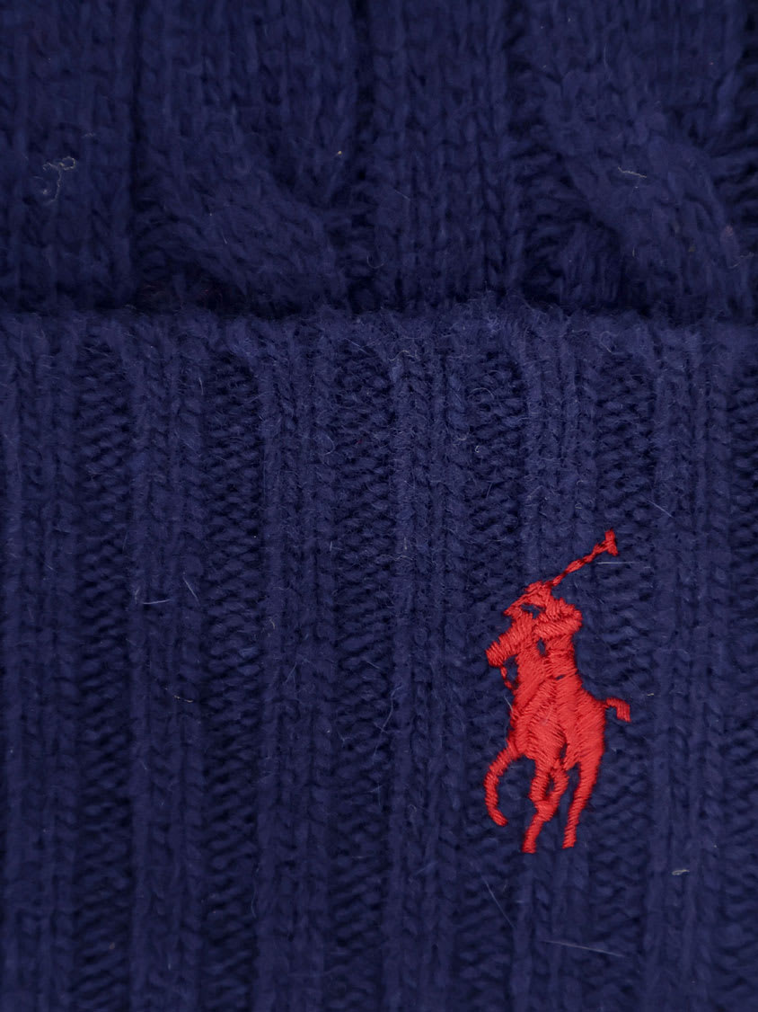Polo Ralph Lauren Wool Blend Cable Knit Beanie Hat In Blue