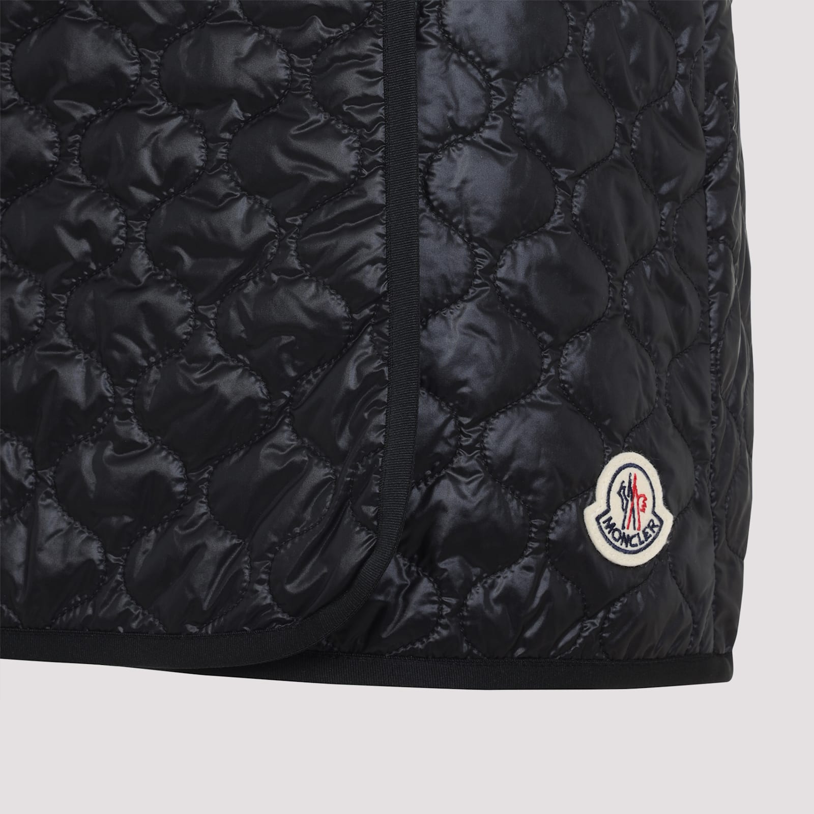 Moncler Quilted Black Skirt With Glossy Finish And Wrap Style In Black