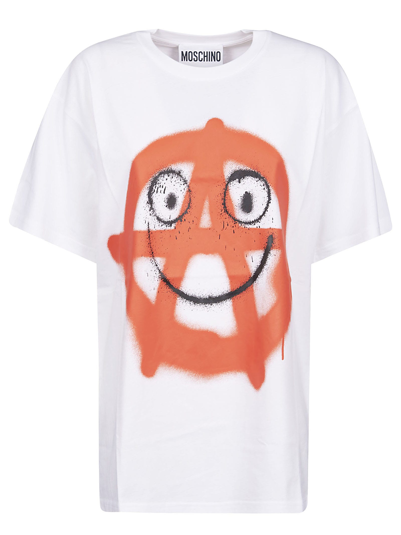 Moschino Anarchy Symbol Smile T-shirt In White | ModeSens