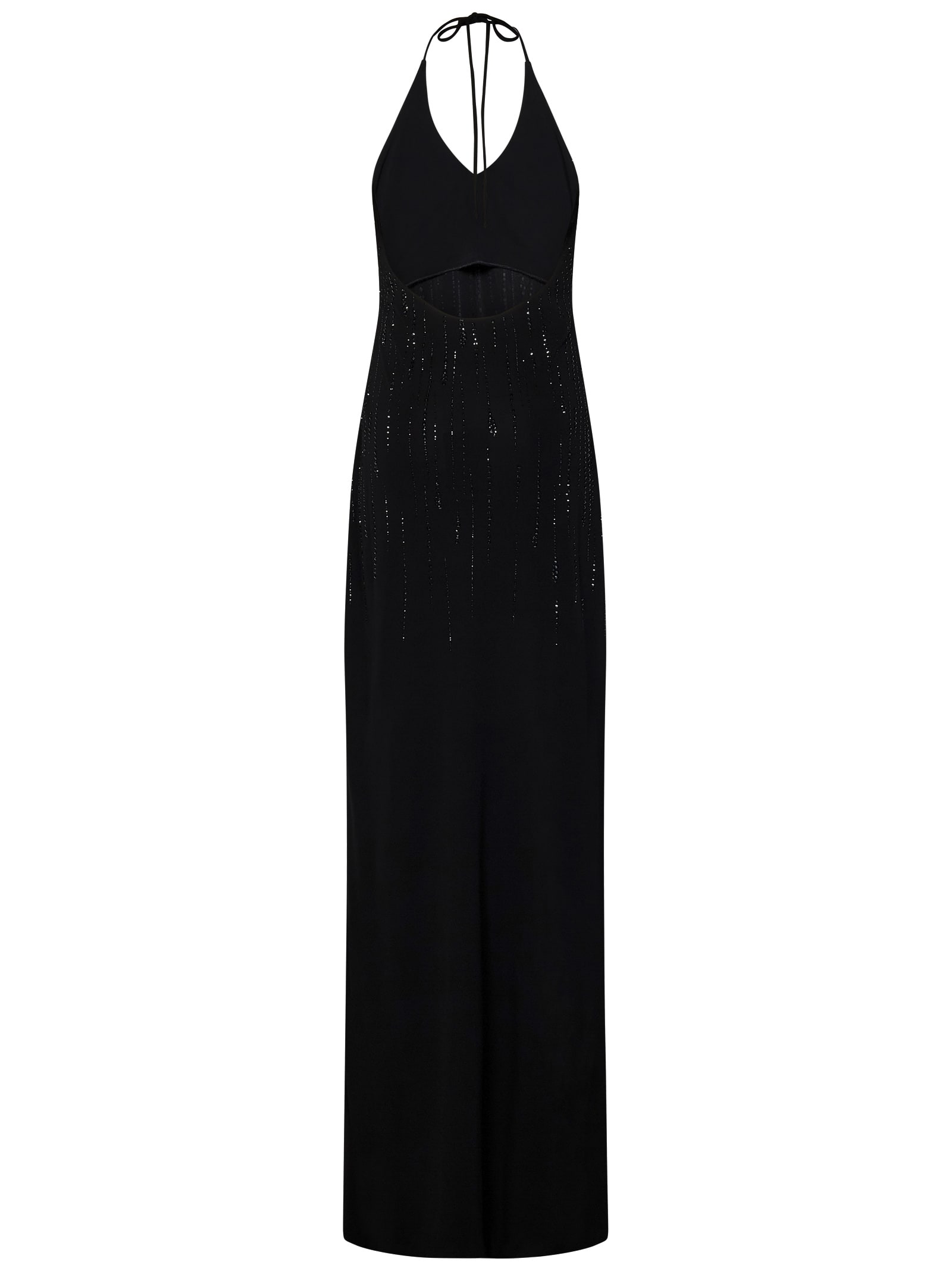 Shop Dsquared2 Crystal Drops Long Dress In Black