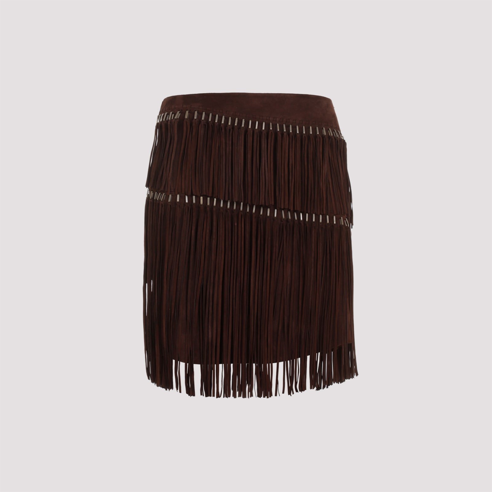 Shop Ralph Lauren Suede Skirt In Mocha