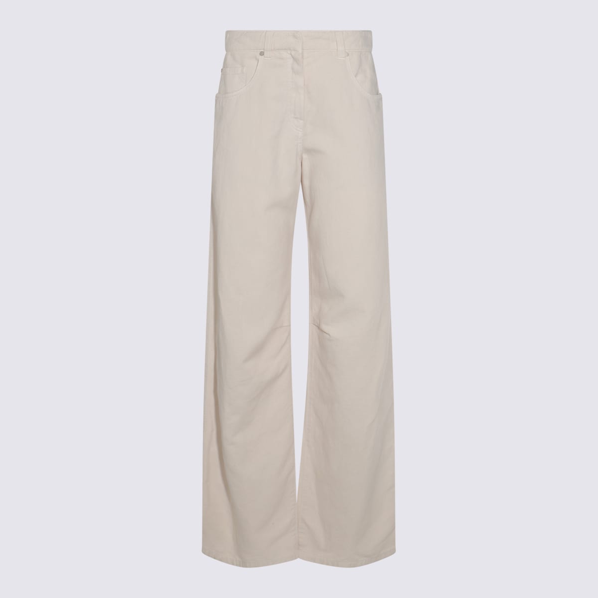Brunello Cucinelli Biiege Cotton Denim Jeans In Powder