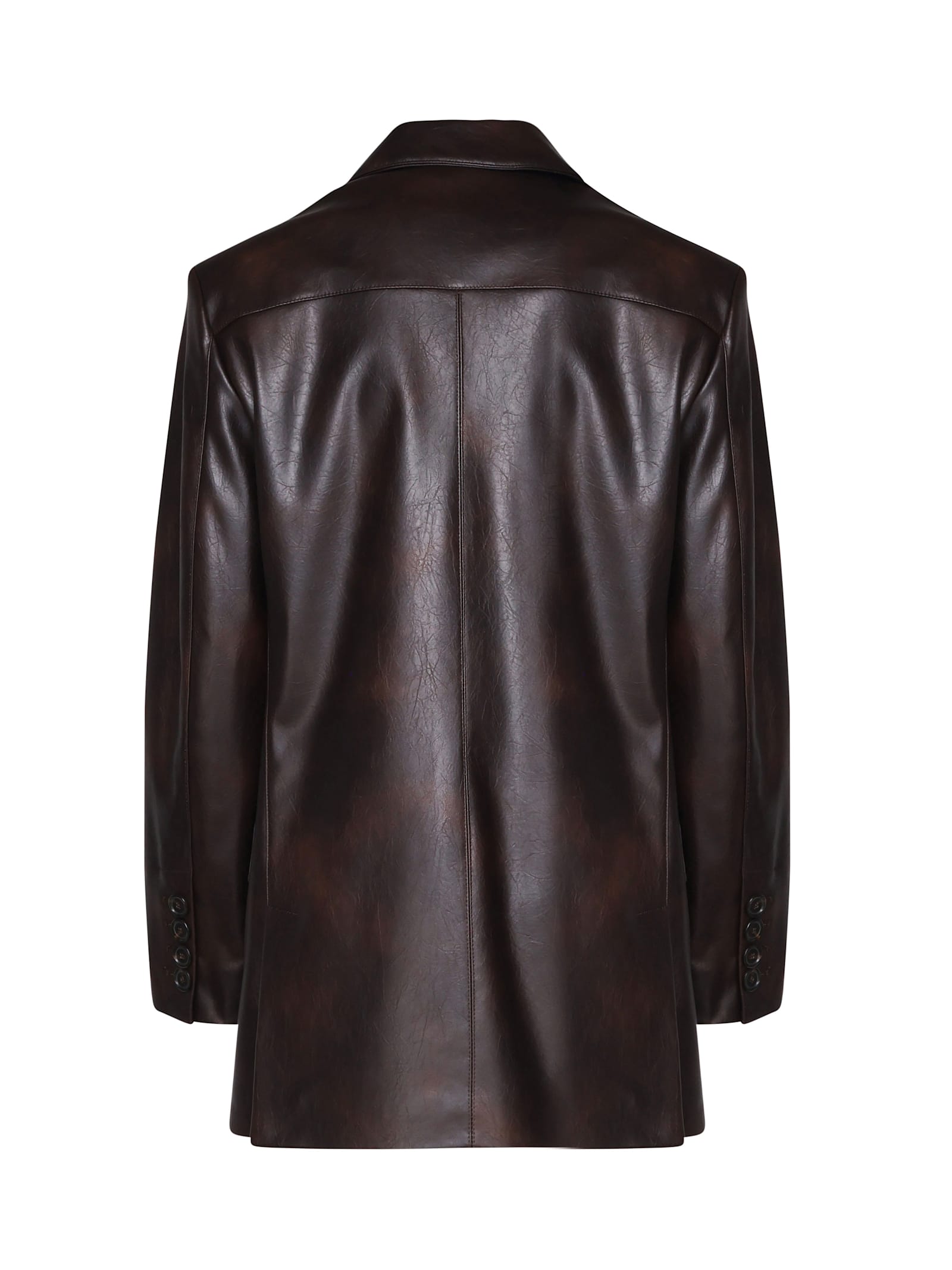 Shop Pinko Noventa Faux Leather Blazer Jacket In Brownish Red