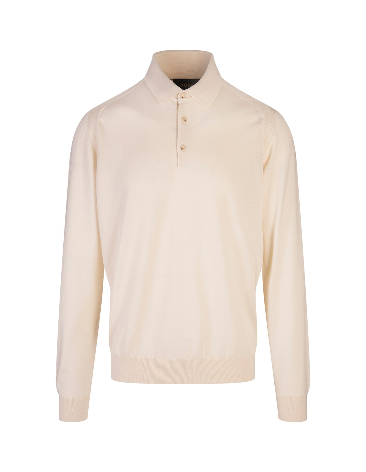 Shop Hugo Boss Neutral Silk, Wool And Cashmere Regular Fit Polo Style Sweater In White