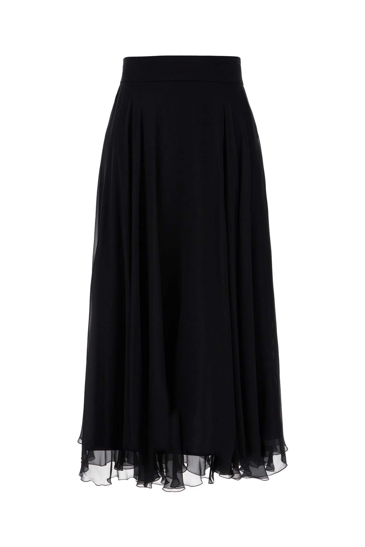 Dolce & Gabbana High-waisted Pleated Midi Skirt In Black