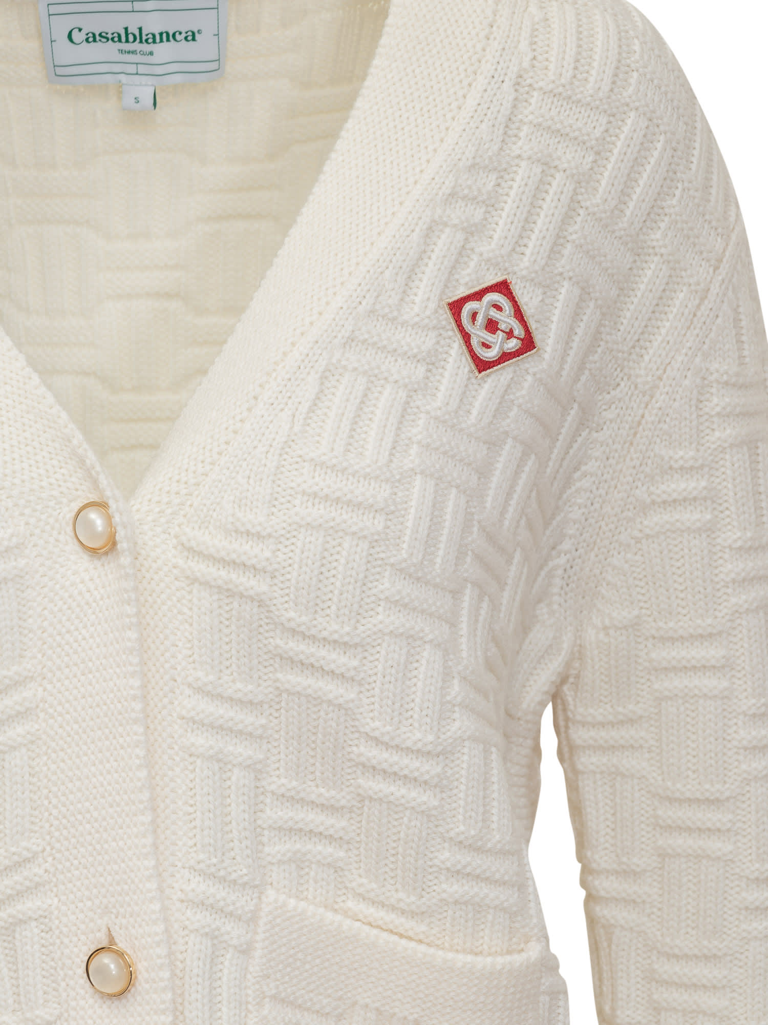 Shop Casablanca Column Cardigan In White