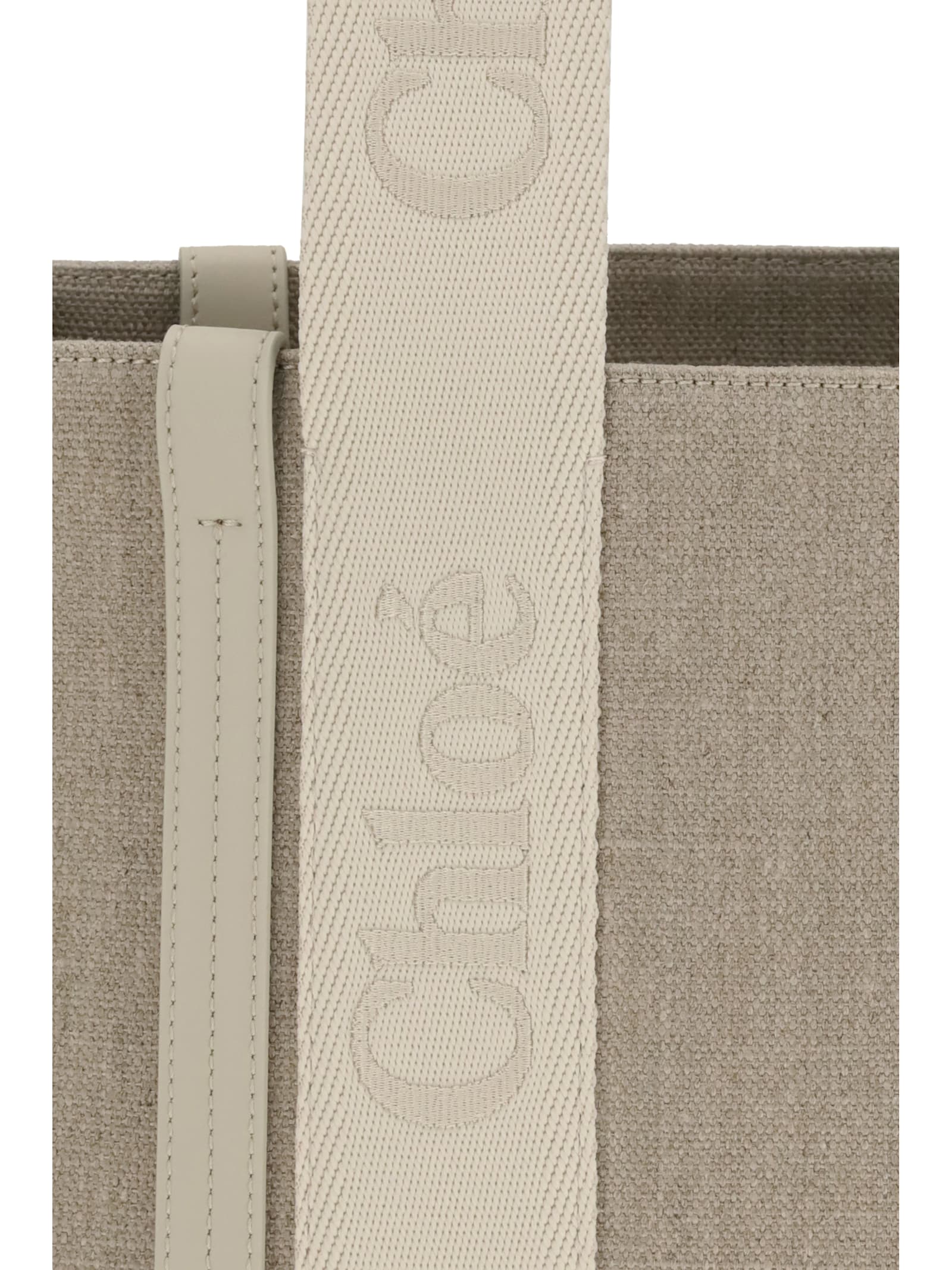 Chloé Refined Linen Tote Bag With Leather Extensions In Neutral