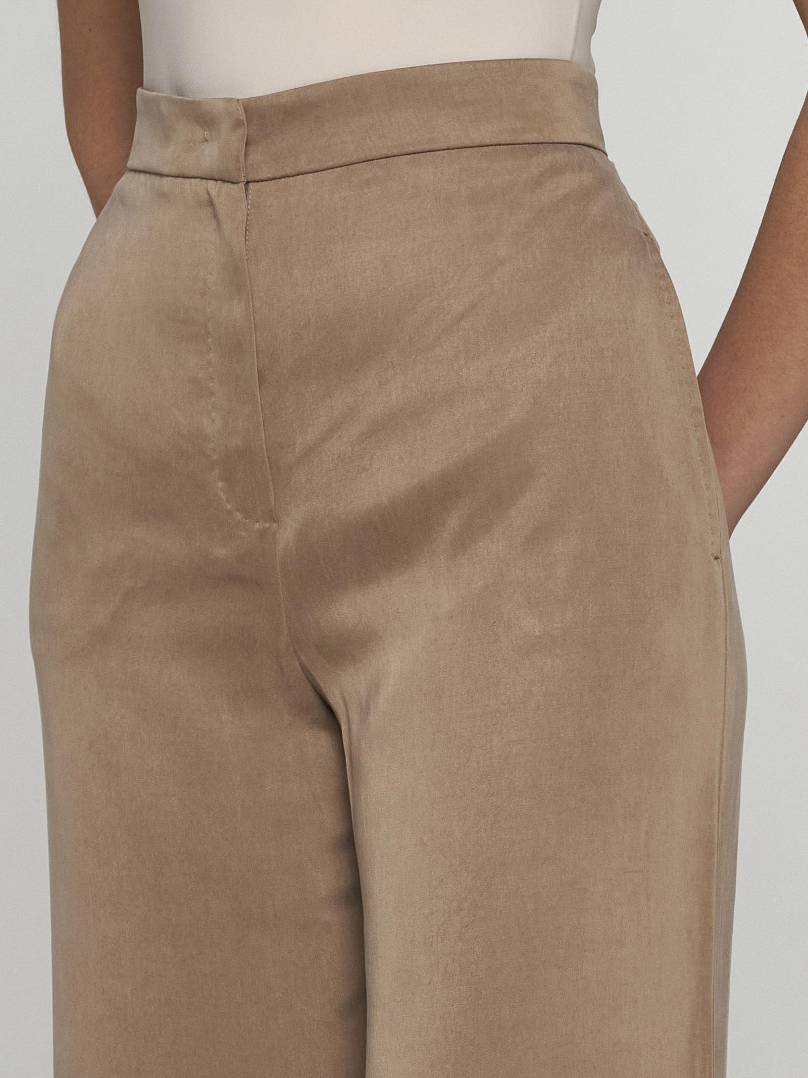 Shop Max Mara Gardena Satin Trousers In Beige