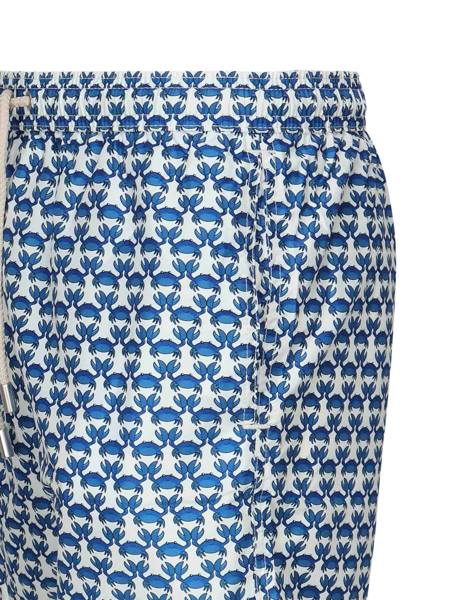 Mc2 Saint Barth Crab-print Swim Shorts In Blue