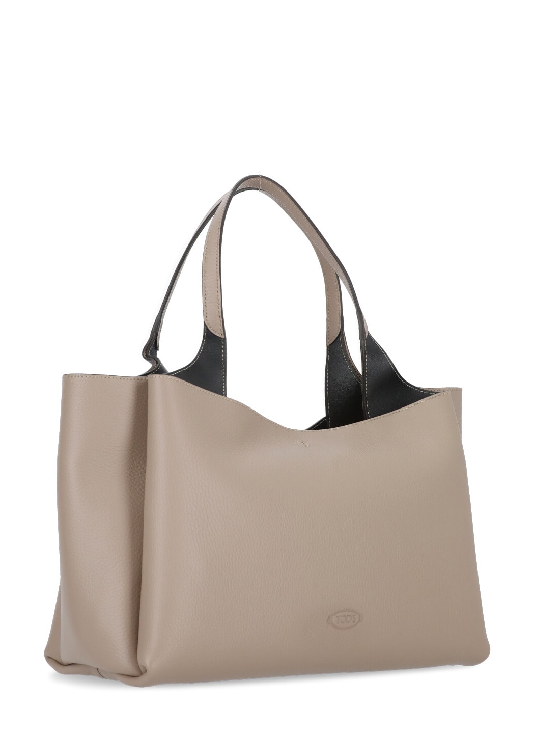 Shop Tod's Leather Shoulder Bag In Beige