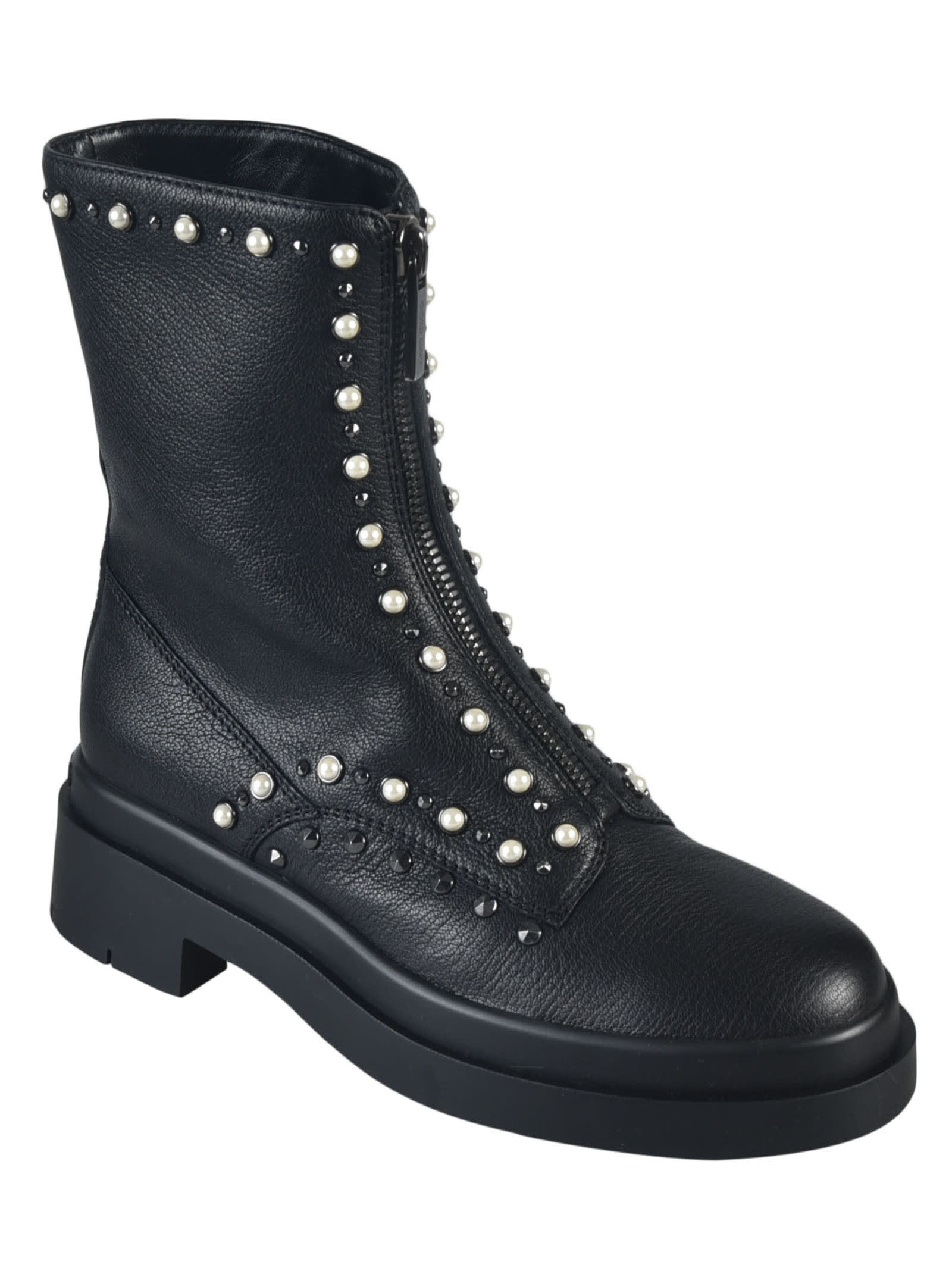 Shop Jimmy Choo Nola Flat Boots In Black/pearl/gunmetal