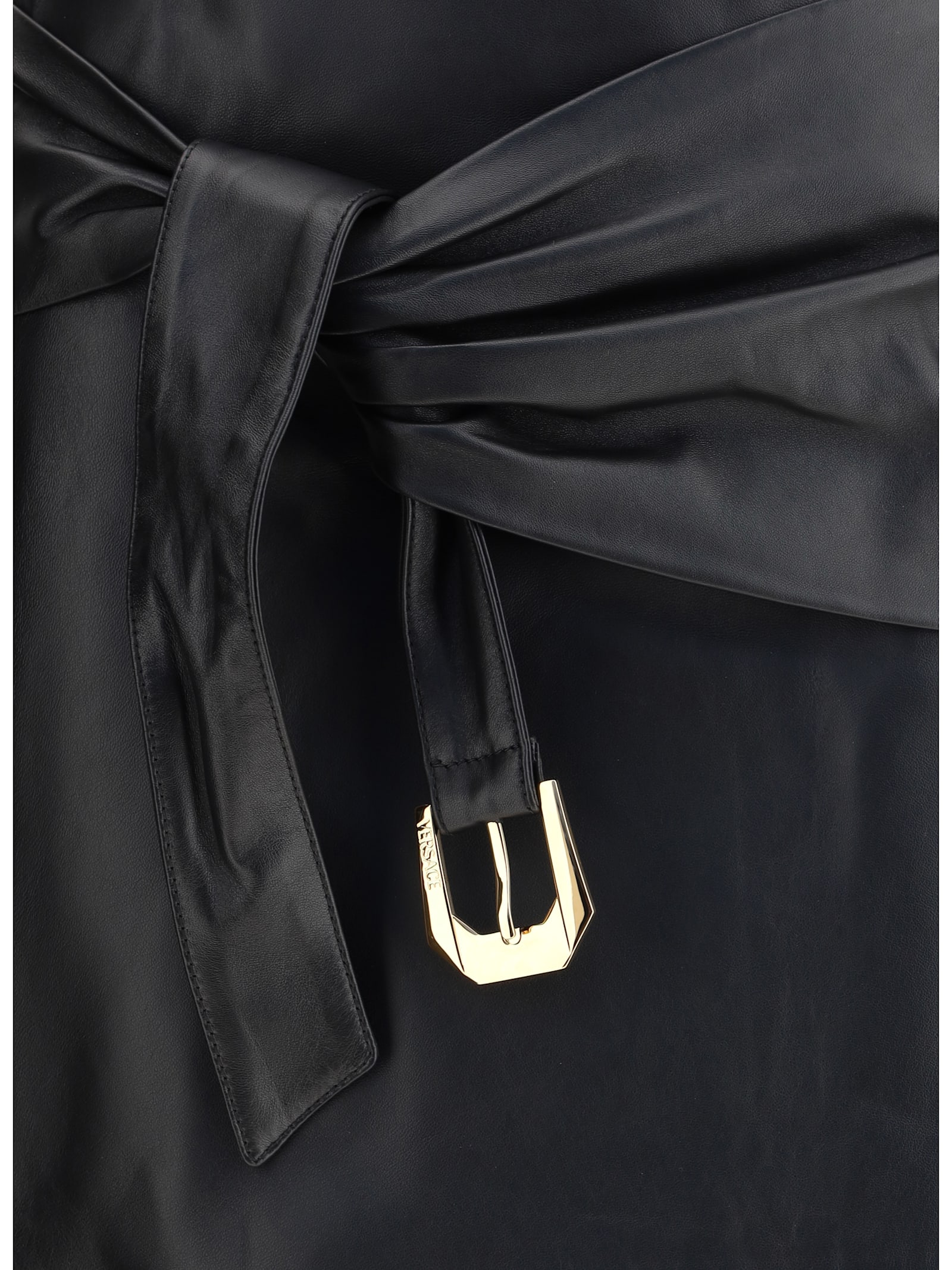 Versace Lambskin Miniskirt In Black