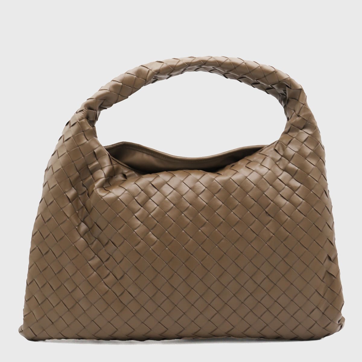 Bottega Veneta Brown Leather Hop Small Handle Bag In Pinecone-m Brass