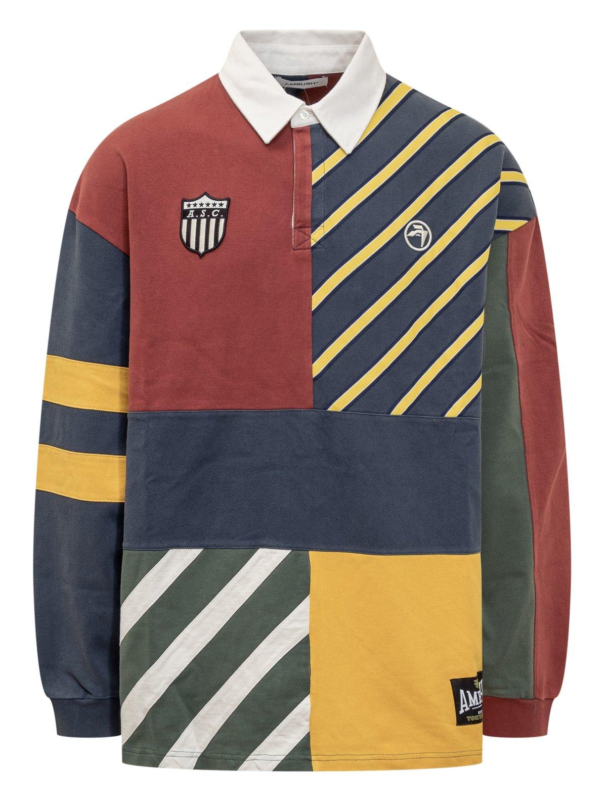 Shop Ambush Patchwork Rugby Shirt In Multicolor