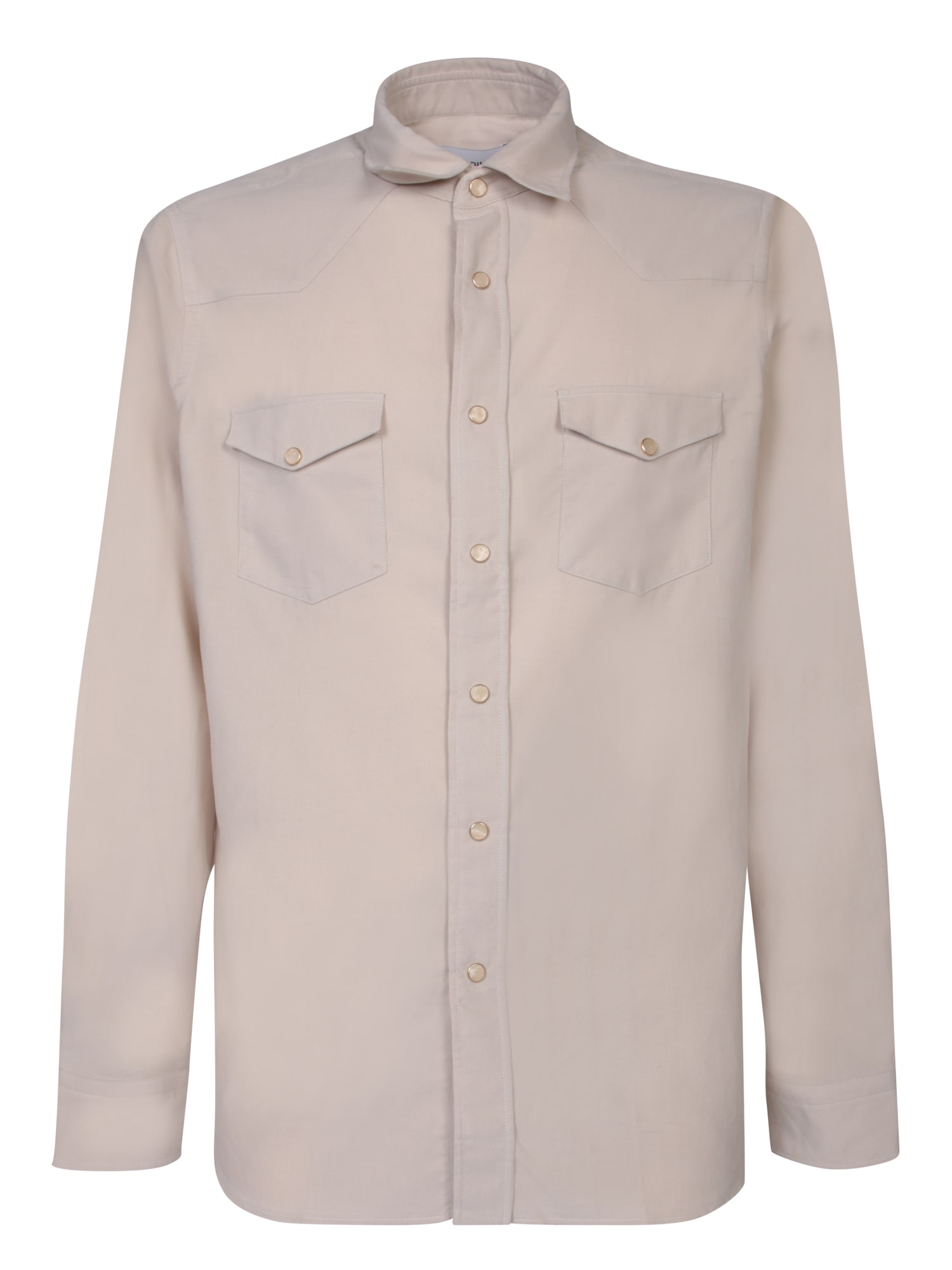 Shop Lardini Texan Corduroy Shirt In Ice In White