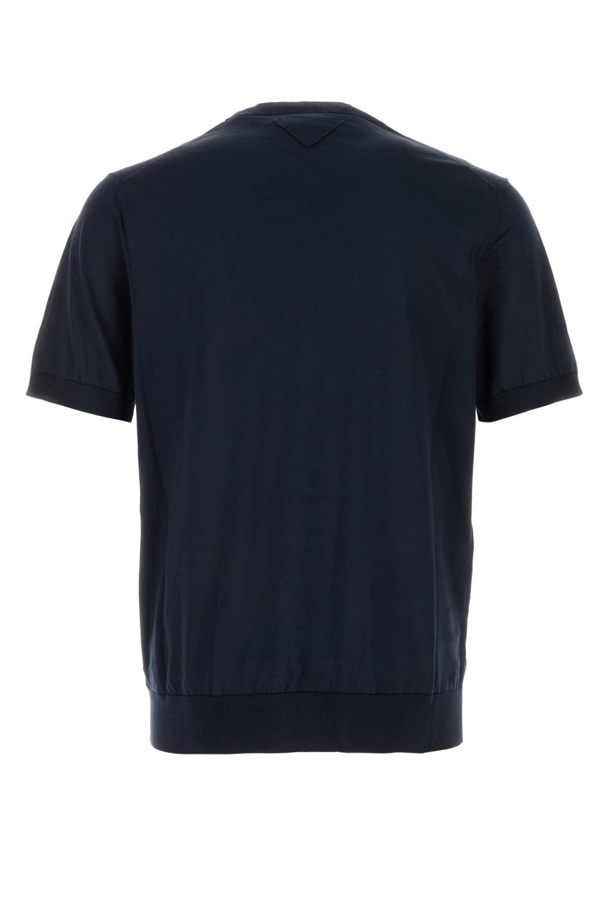 Prada Short-sleeved Crewneck Jumper In Blue