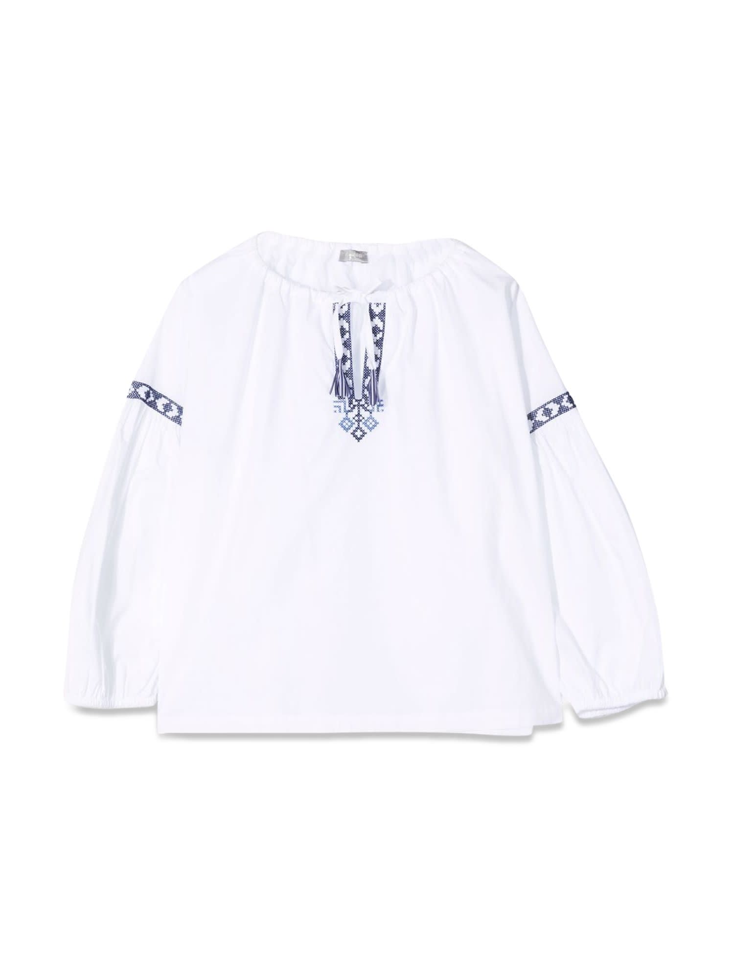 Il Gufo Kids' White/blue M/long Shirt In Bianco