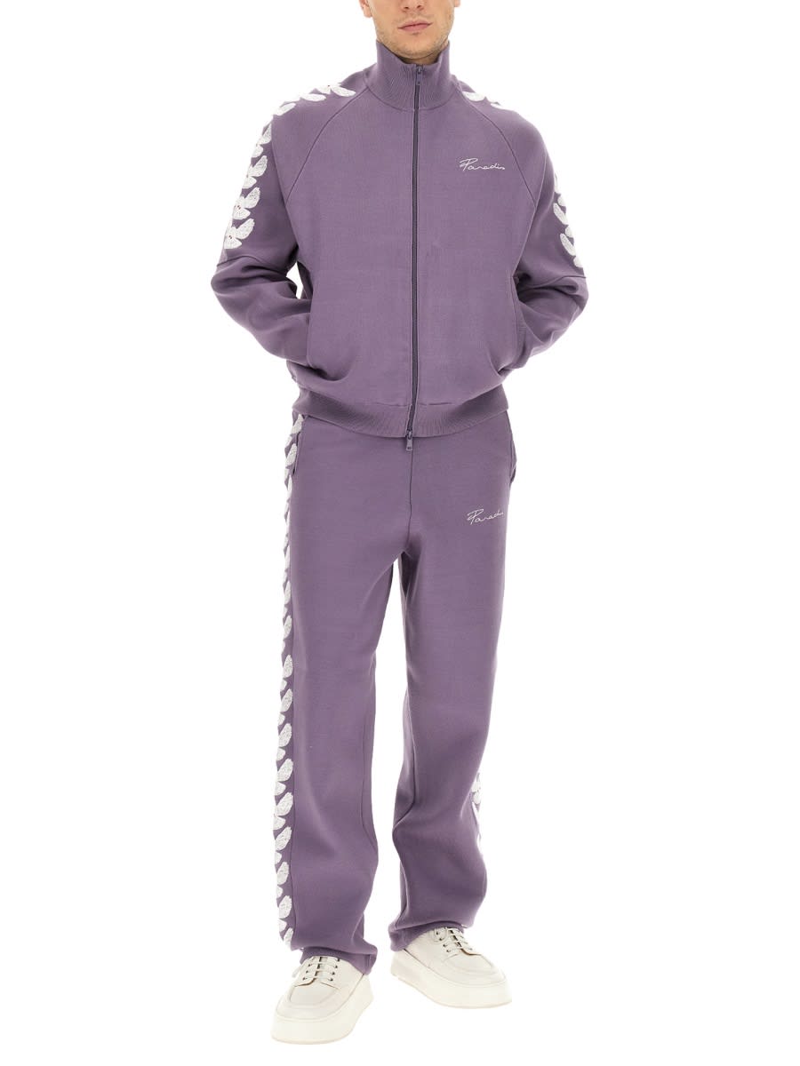 Shop 3paradis Jogging Pants With Logo In Purple