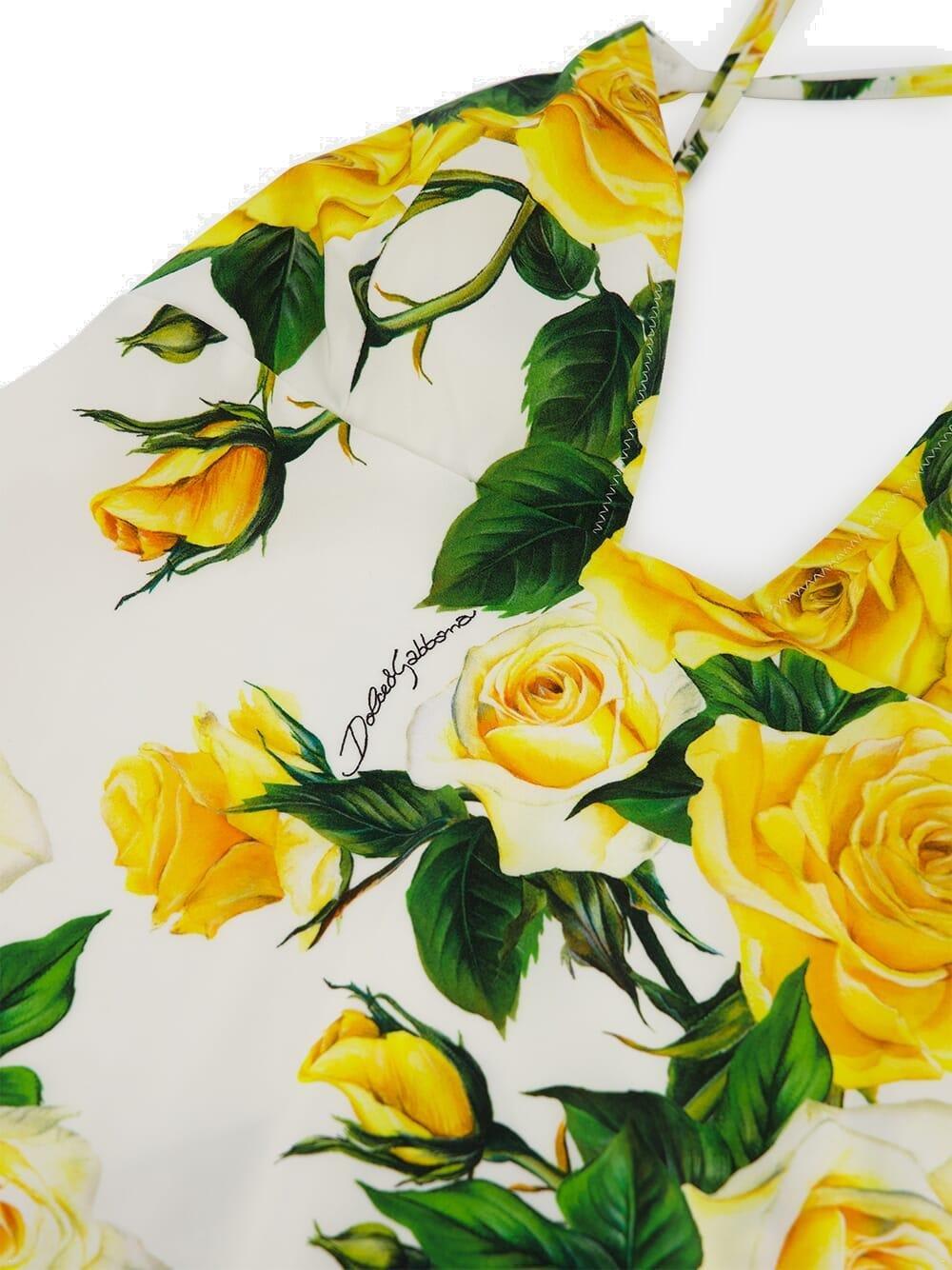 Shop Dolce & Gabbana Rose Printed One-piece Swimsuit In Yellow Rose