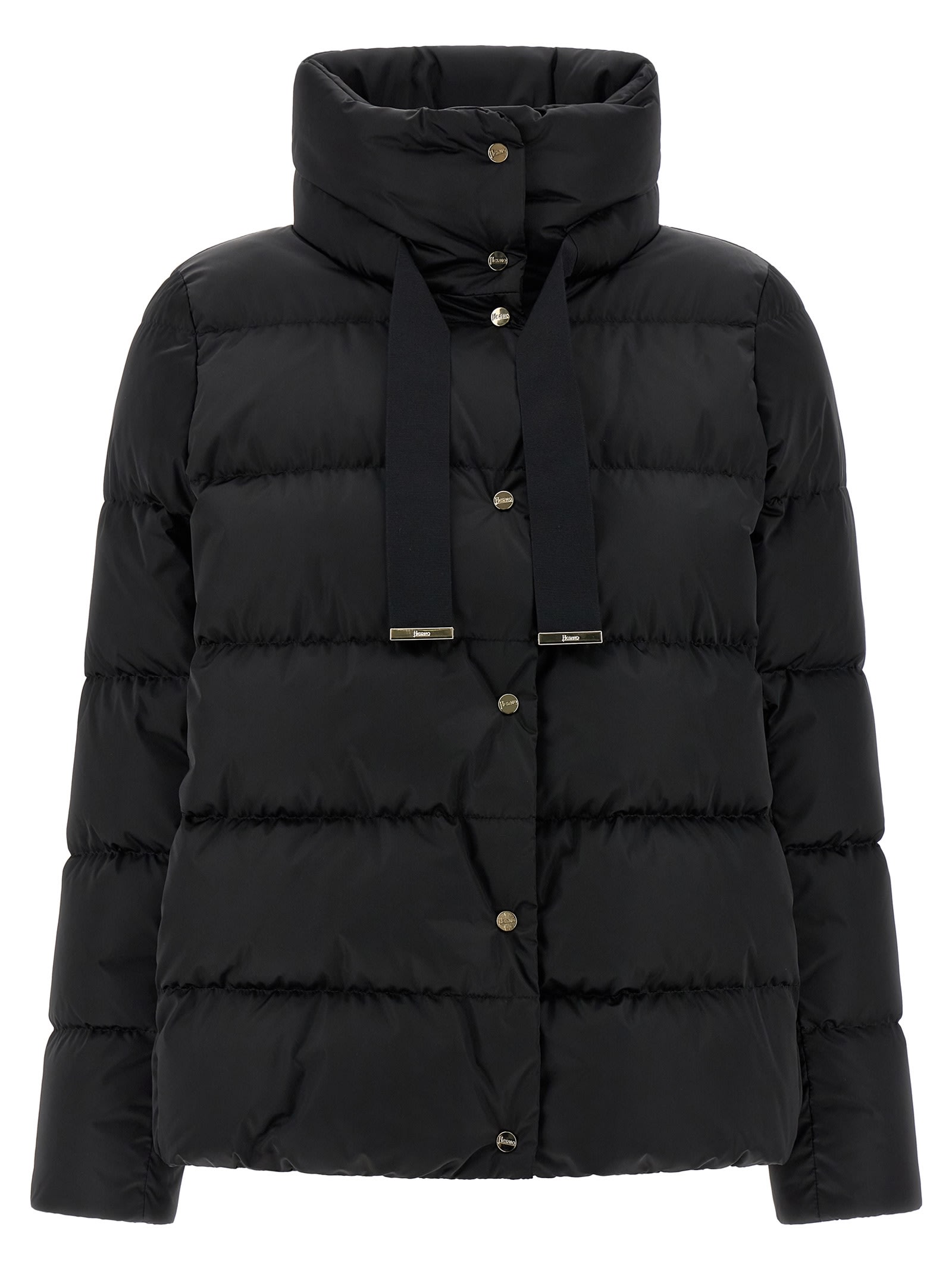 Herno Shiny Satin Down Jacket In Black