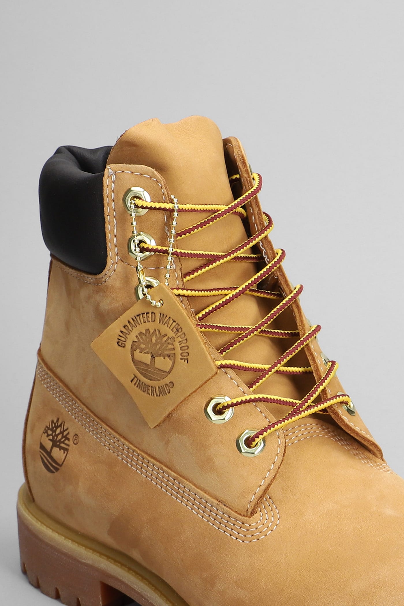 Timberland Prem 6 In Lace Combat Boots In Beige Nubuck In Multi