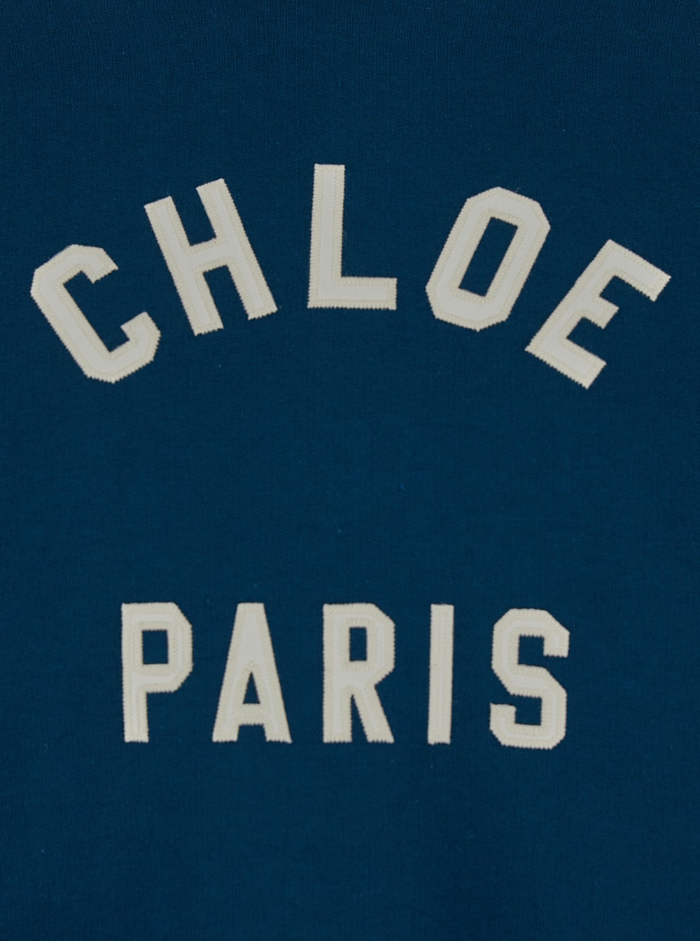 Shop Chloé Blue Crewneck Sweatshirt With Logo Lettering Print In Cotton Woman