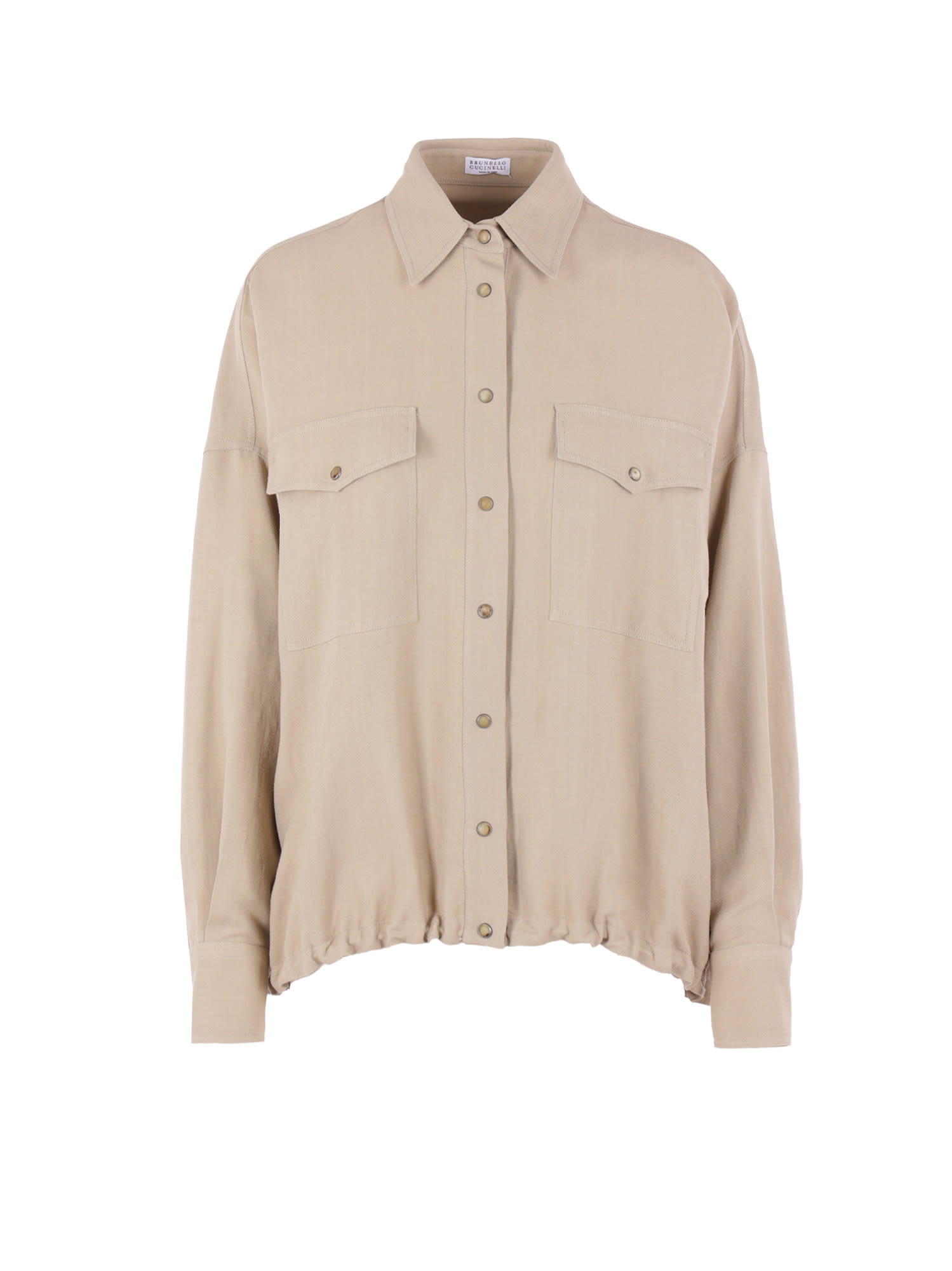 Brunello Cucinelli Viscose And Linen Shirt In Neutral
