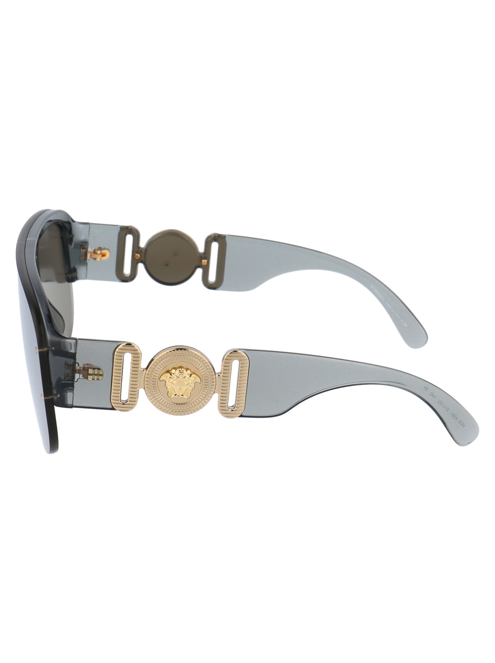 Versace Transparent Grey Nylon Sunglasses In Gray