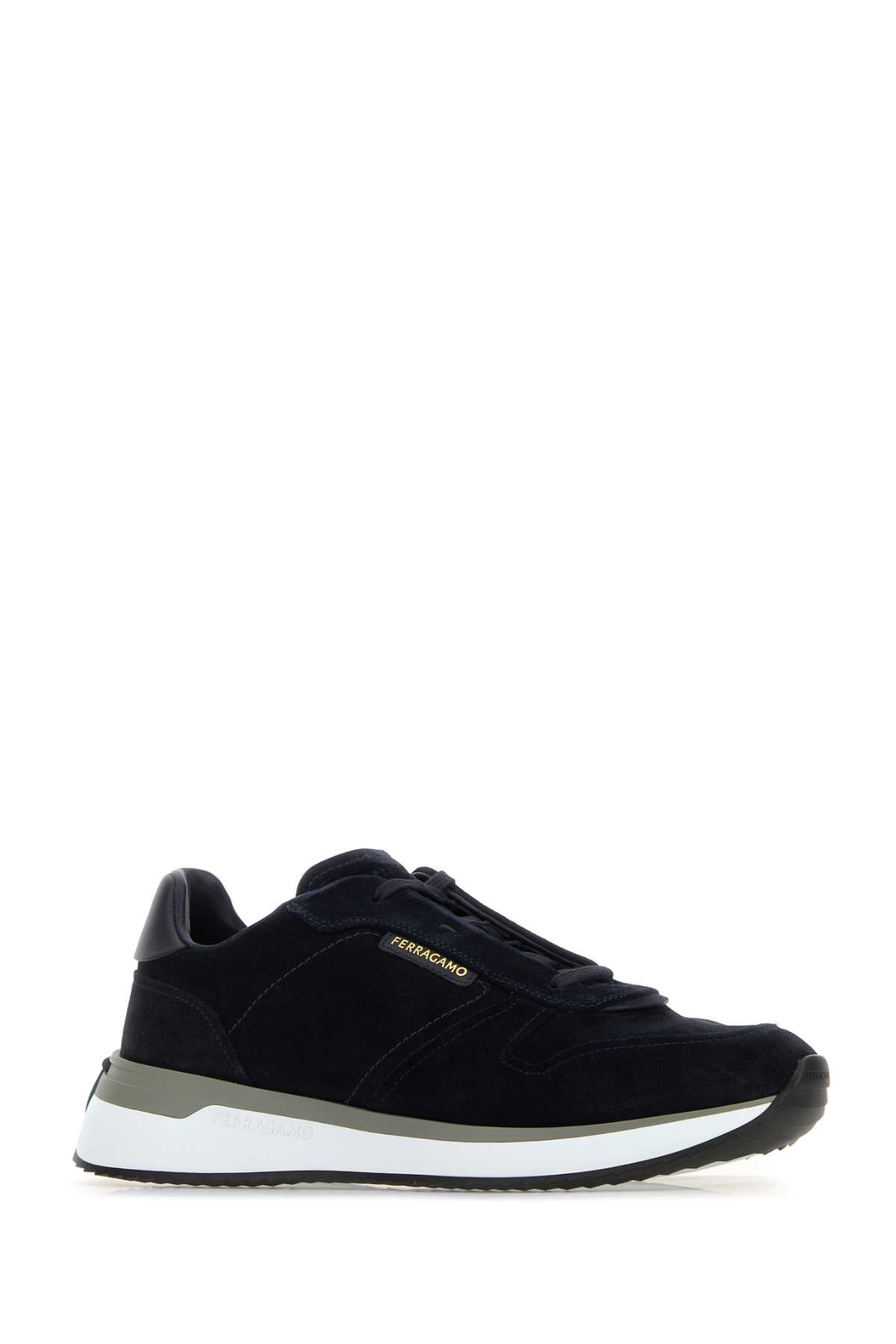 Ferragamo Suede Sneakers Rubber Sole In Blue