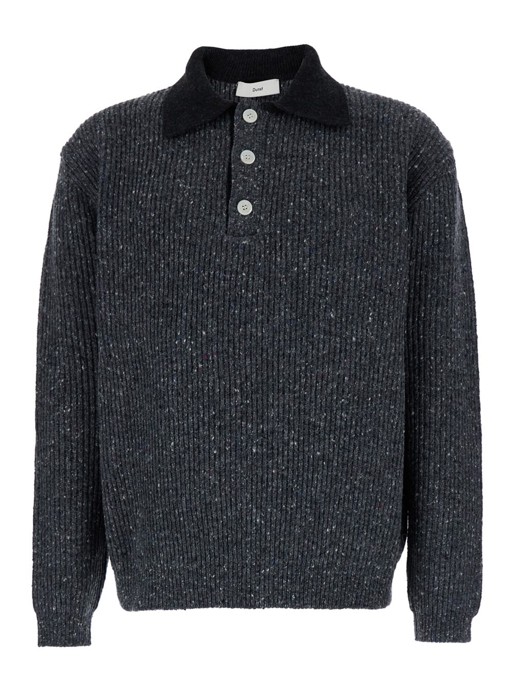 rugby Grey Sweater With Polo Shirt Style Collar In Wool Blend Man