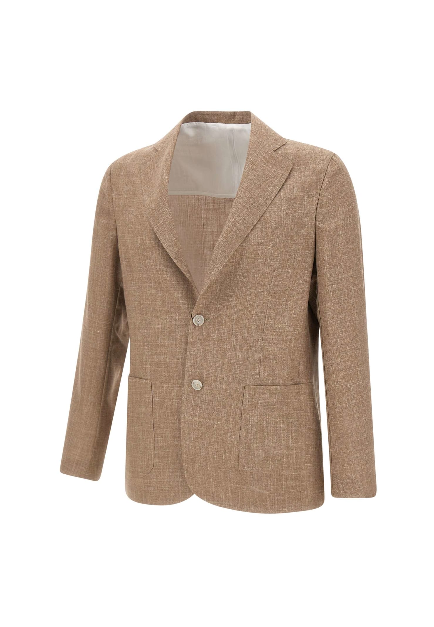 Shop Barba Napoli Wool, Silk And Linen Blazer In Brown