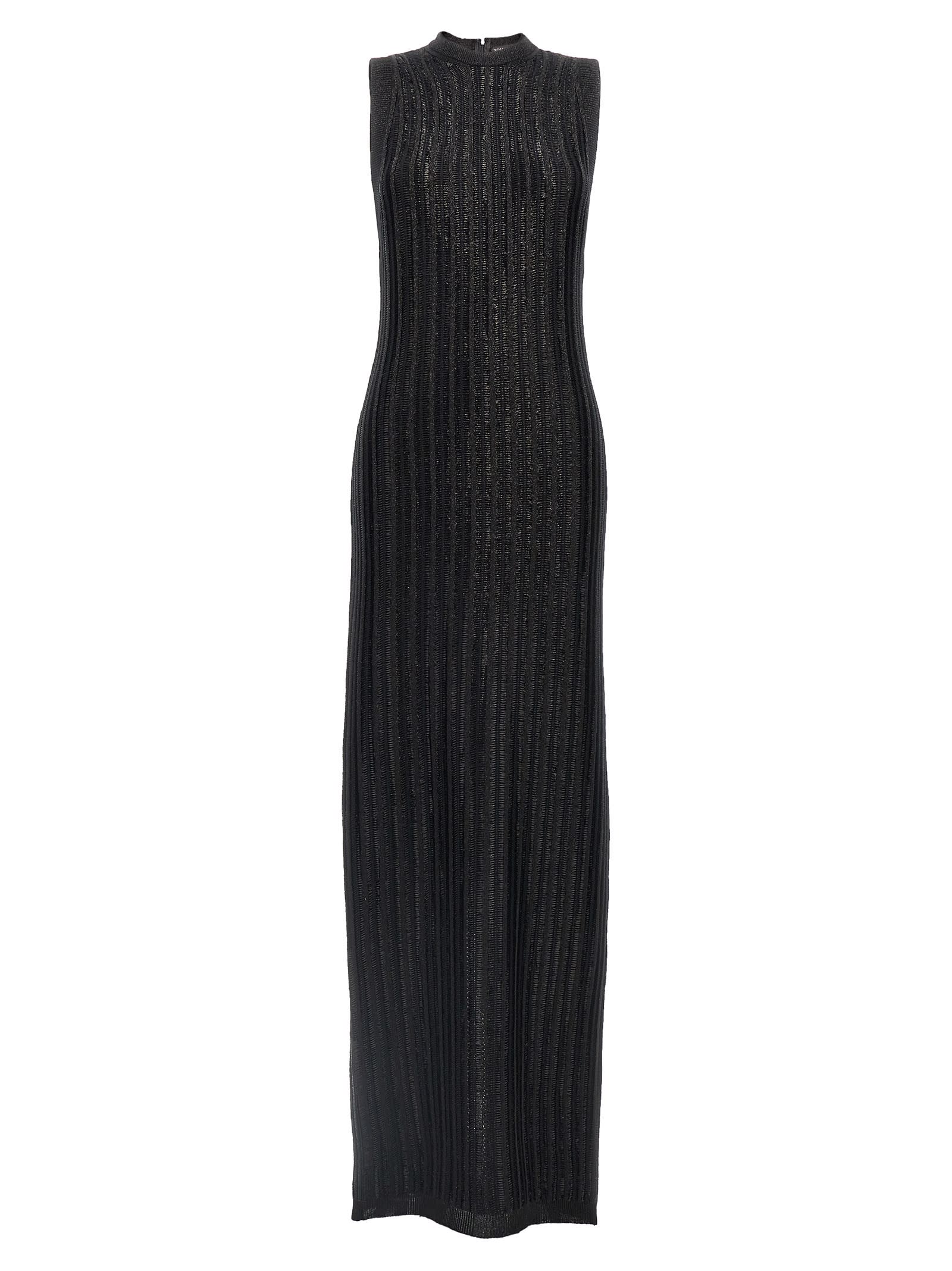 Shop Tom Ford Laminated Knit Dress In Black