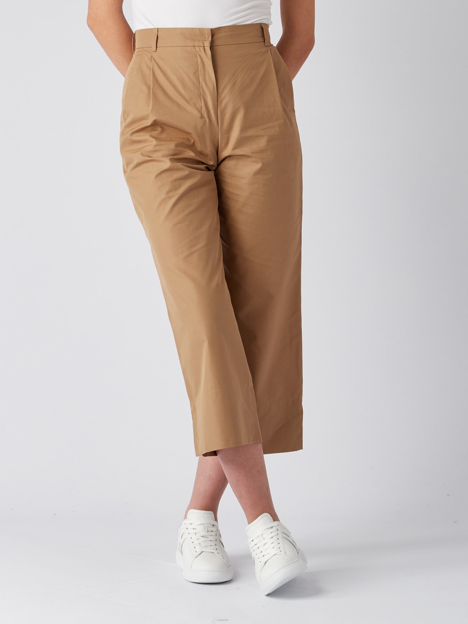 S Max Mara Desert Straight-leg Mid-rise Cotton-poplin Trousers In Beige