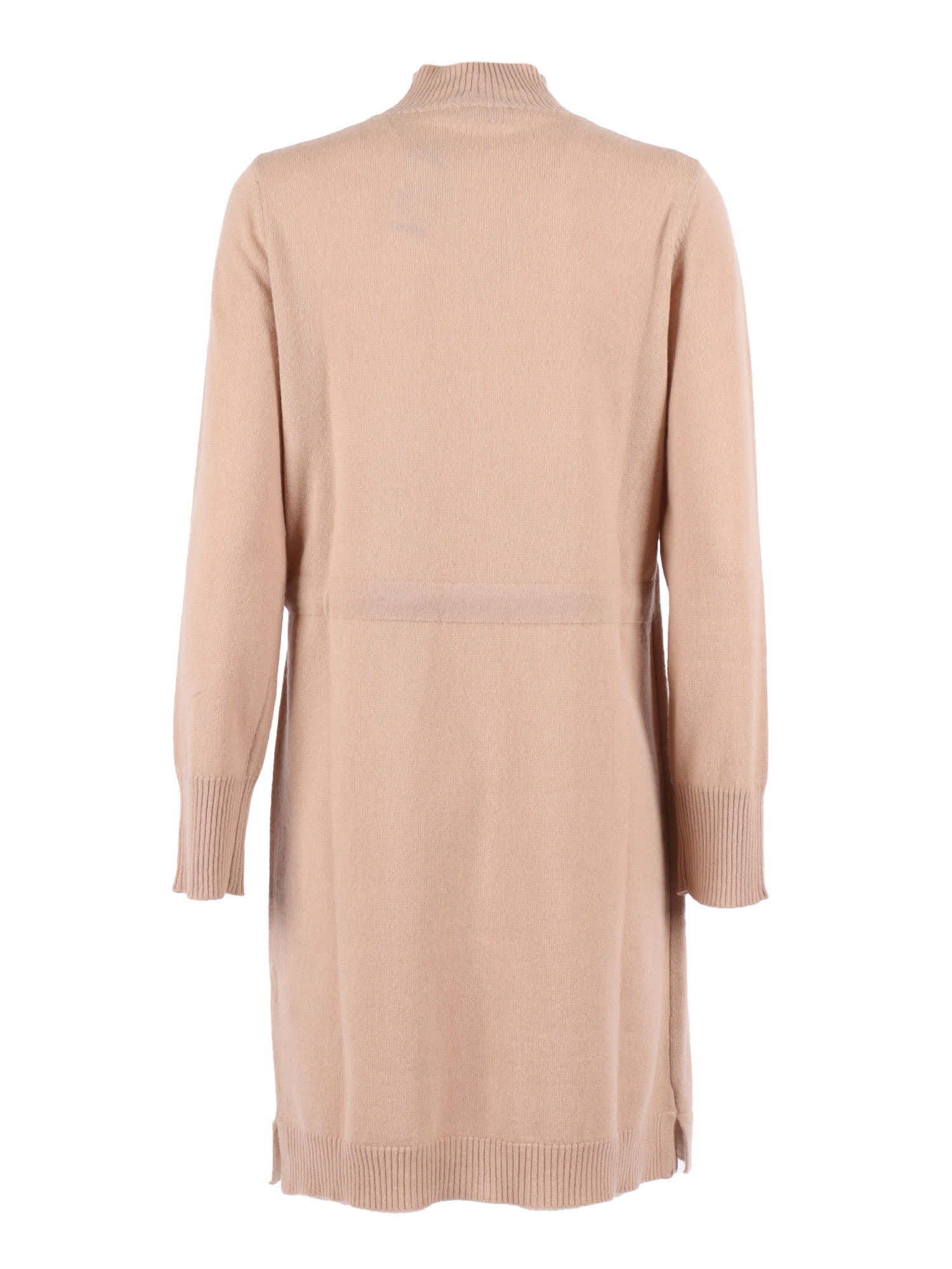 Kangra Cashmere Asymmetric Dress With Lace-up In Pink