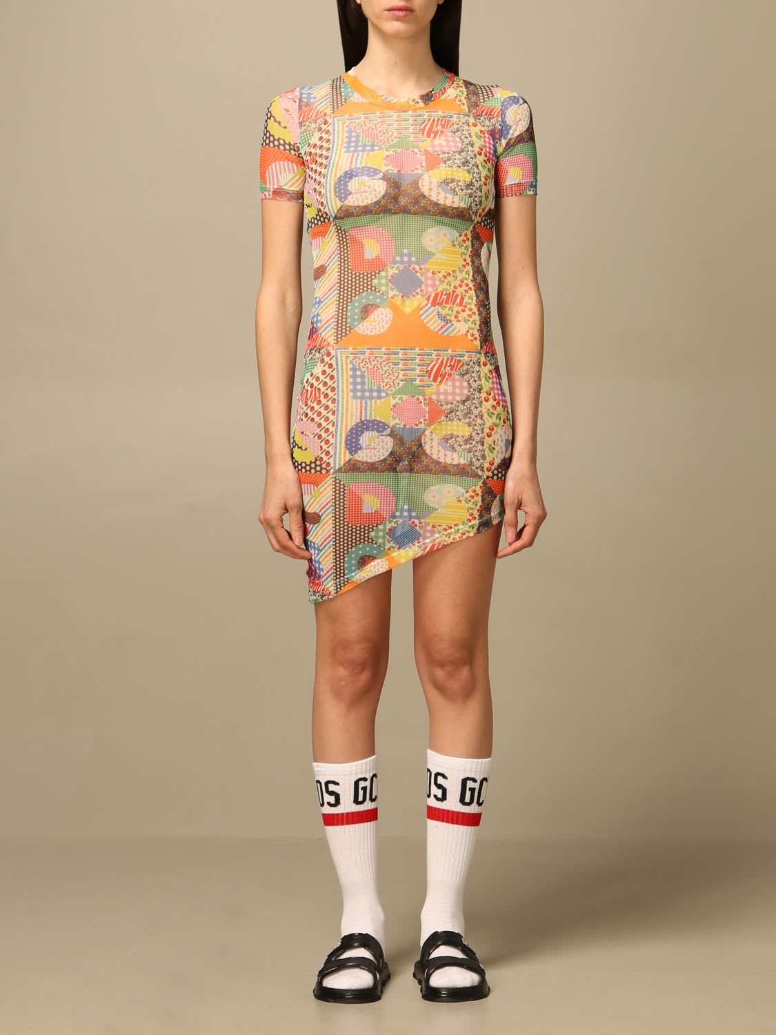 Gcds Dress Gcds Fitted Dress With Patchwork Print