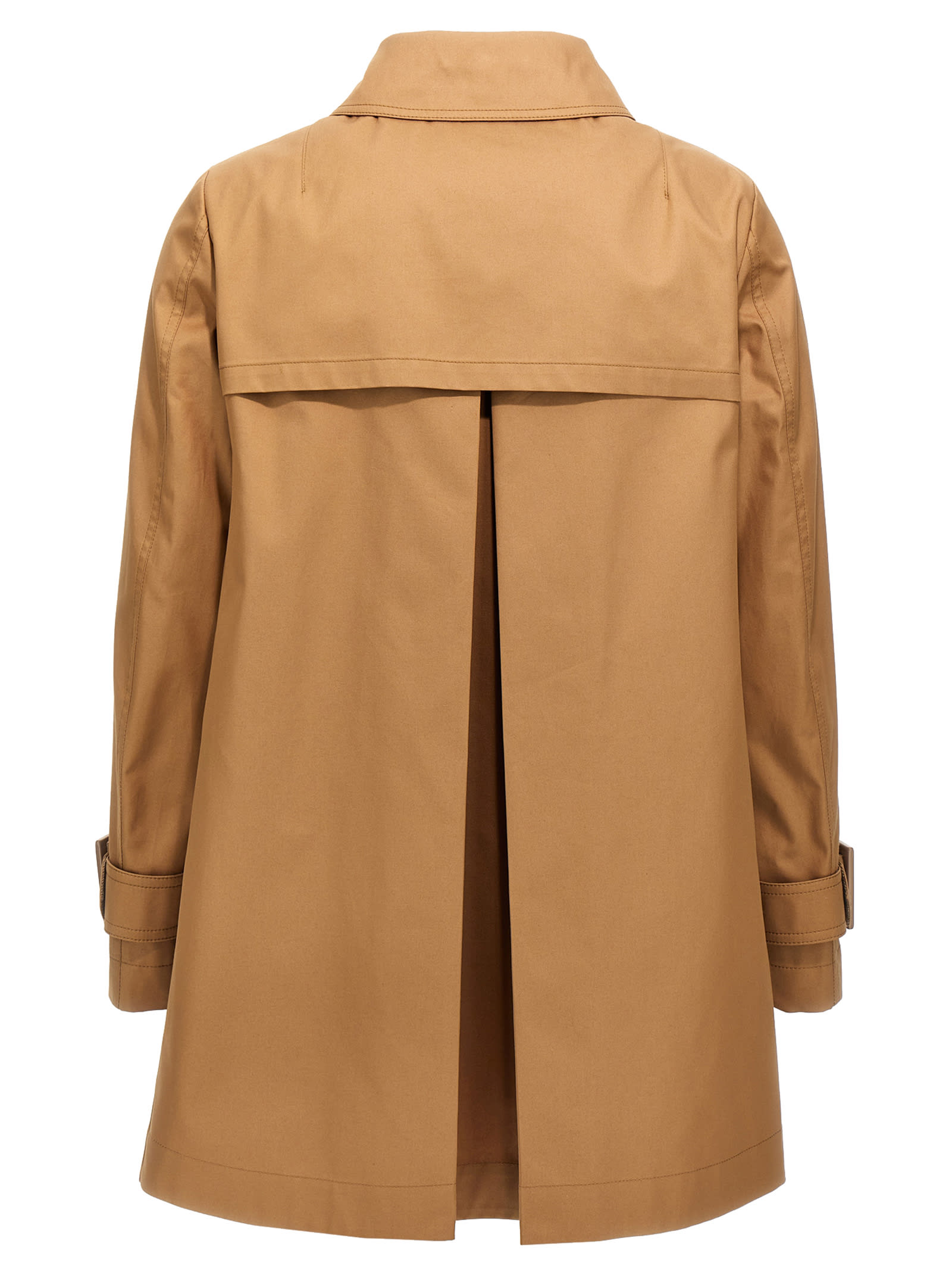 Herno Quilted Coat With Back Vent And Buckle Strap Cuffs In Cammello