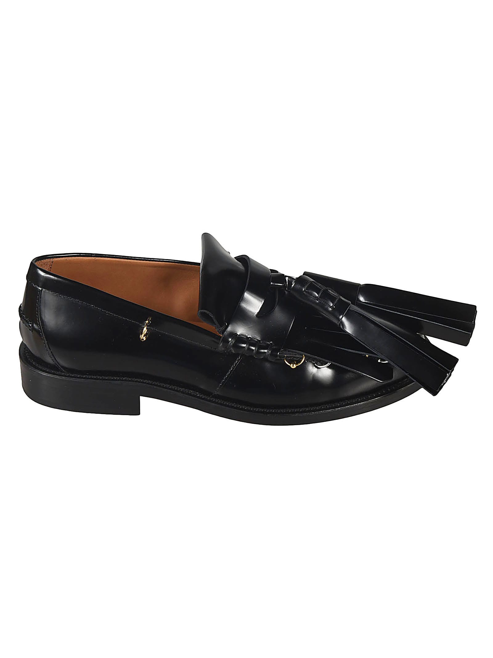 Shop Marni Tassel Front Loafers In Black