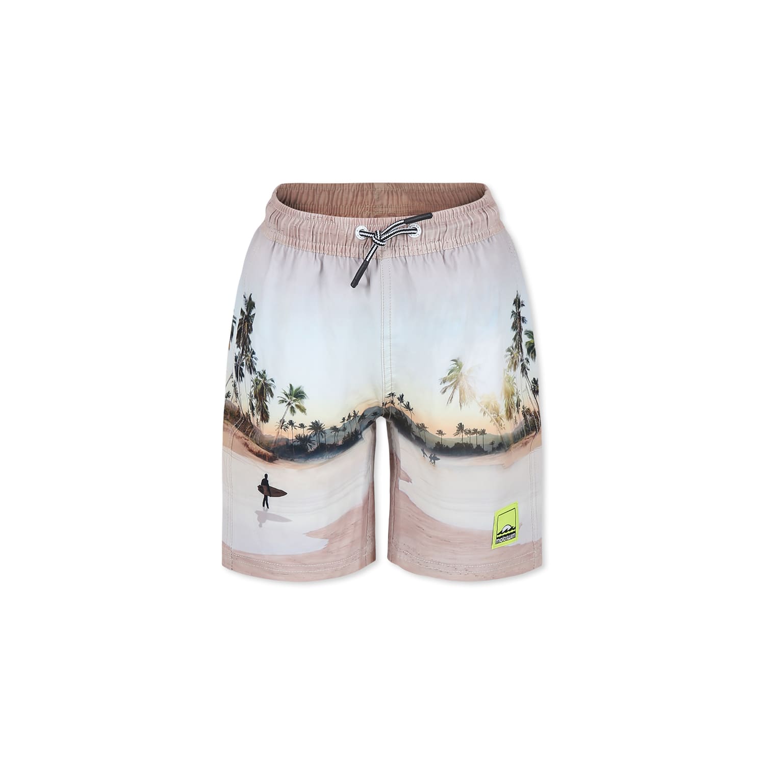Molo Ivory Swim Shorts For Boy With Palm Tree In Ivory