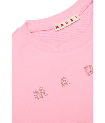 Shop Marni Felpa Con Logo Glitter In Pink