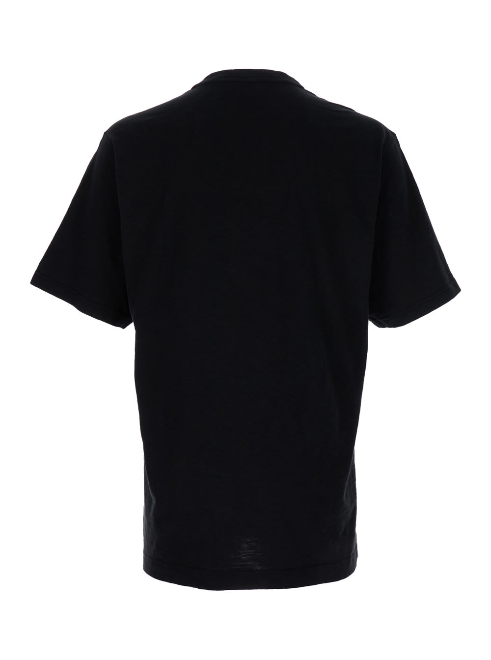 Shop Dolce & Gabbana Black Crewneck T-shirt With Contrasting Logo In Cotton Man