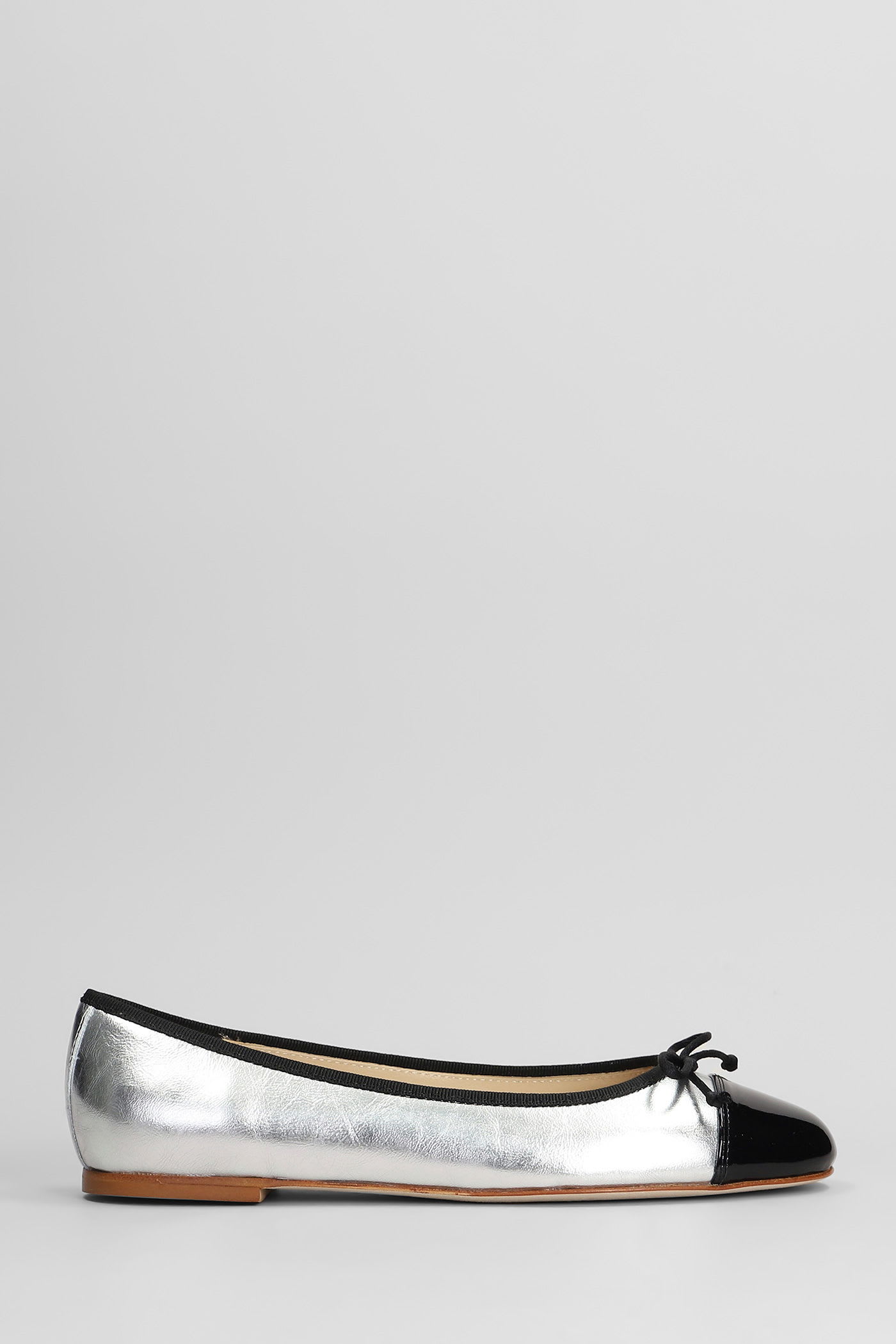 Ballet Flats In Silver Leather
