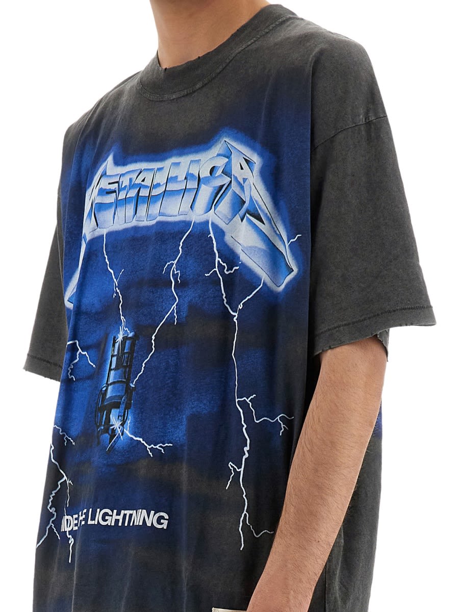 Represent Ride The Lightning X Metallica Gray T-shirt With Front And Back Print In Cotton Blend Man In Grey