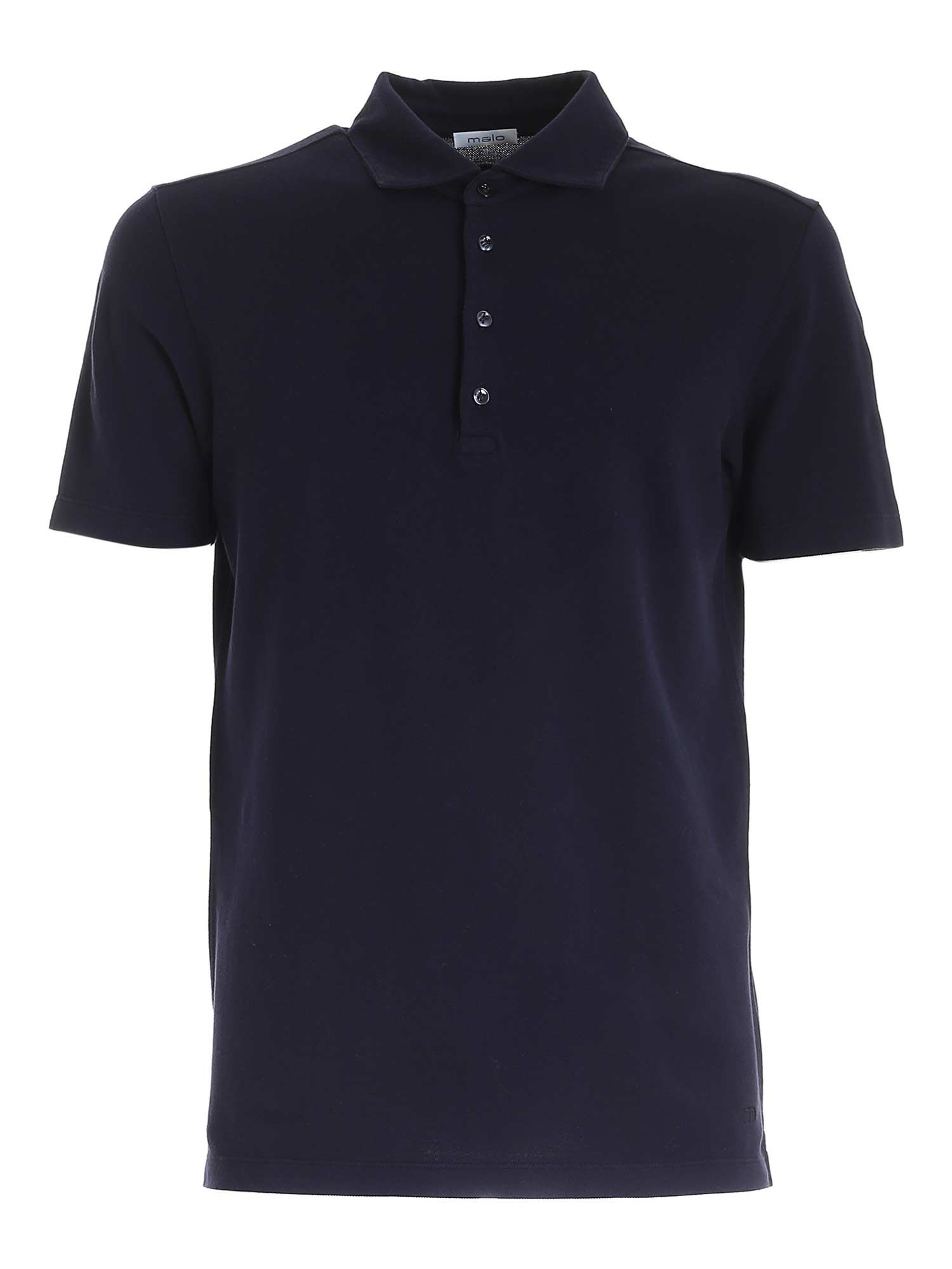 Malo Logo Embroidery Polo Shirt In Blue