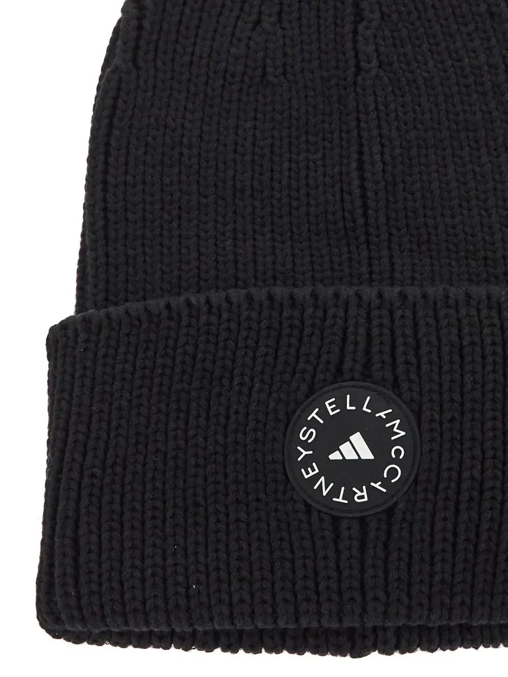 Adidas By Stella Mccartney Logo Beanie In Black